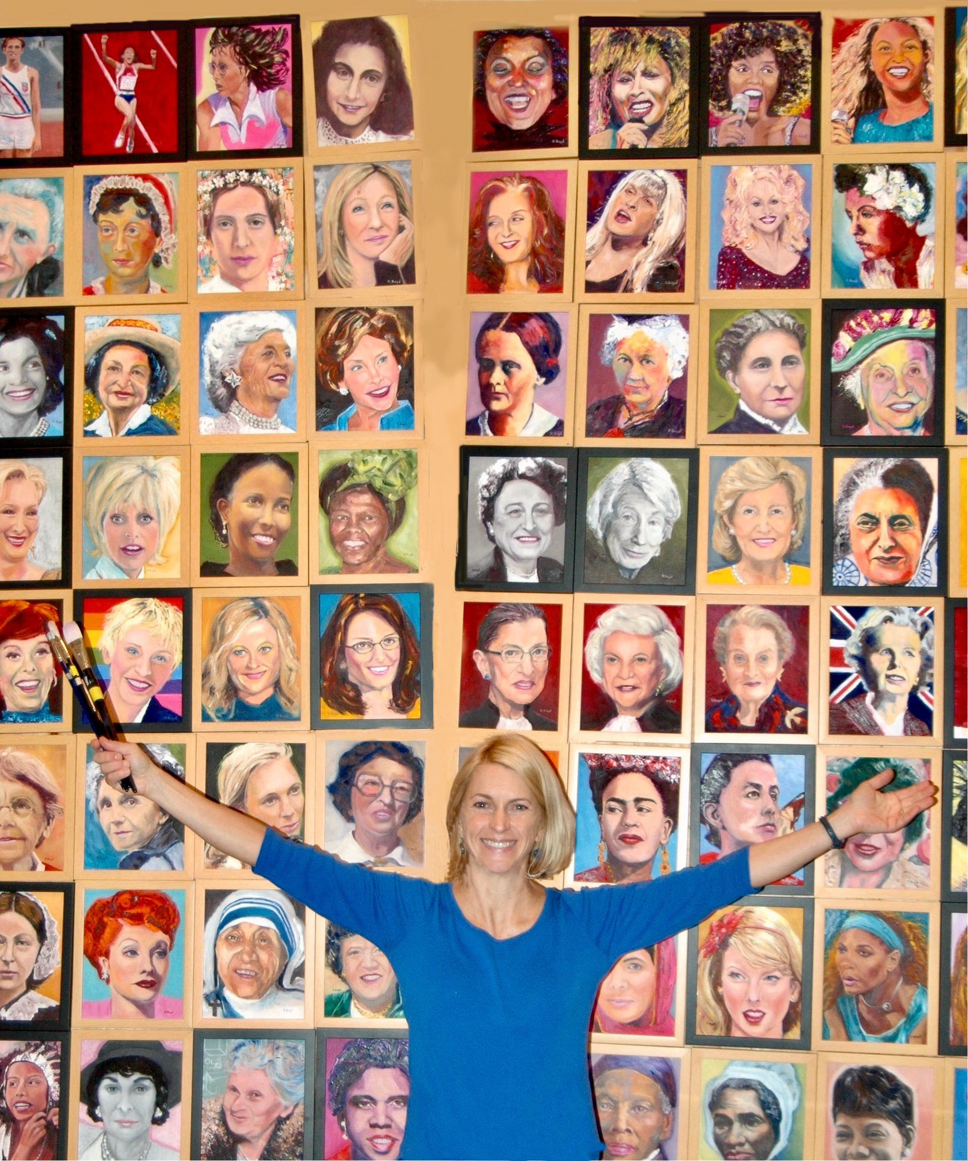 Valerie in front of her Wall of Women