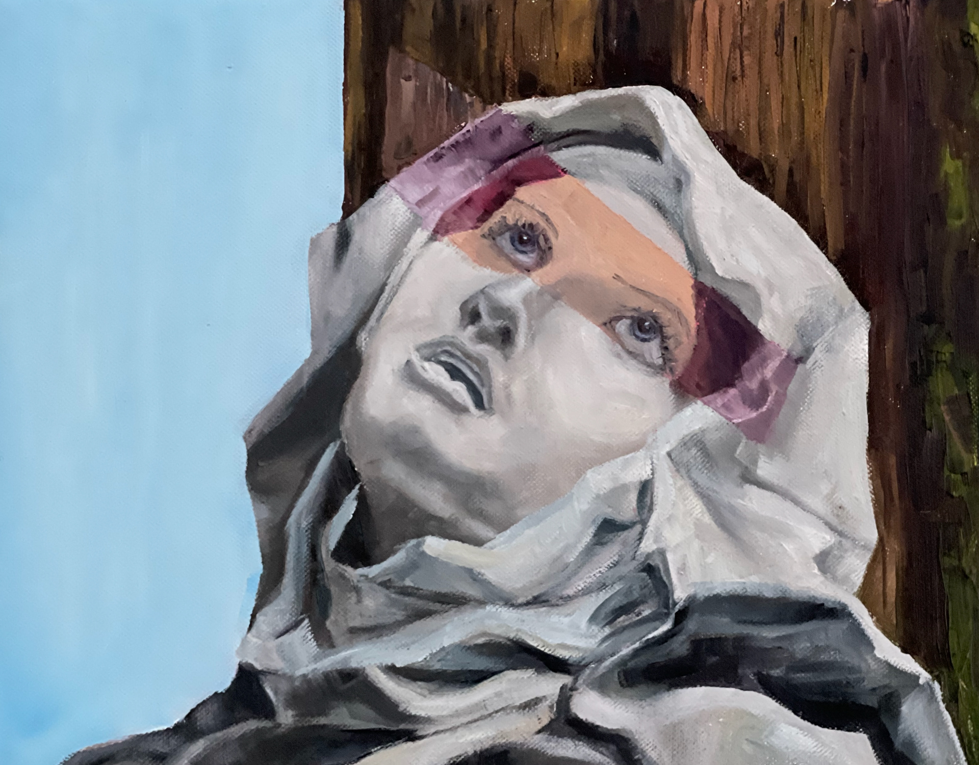 Oil Painting of Collaged Images: Betty Davis Eyes