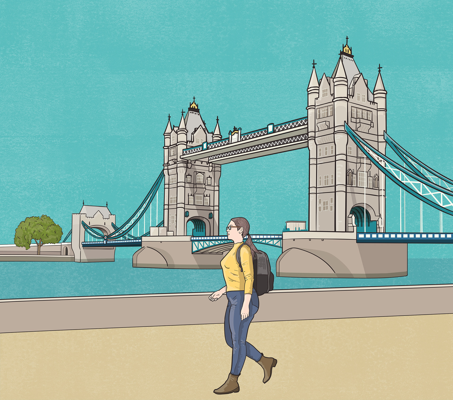 Tower Bridge Historical Landmark Illustration