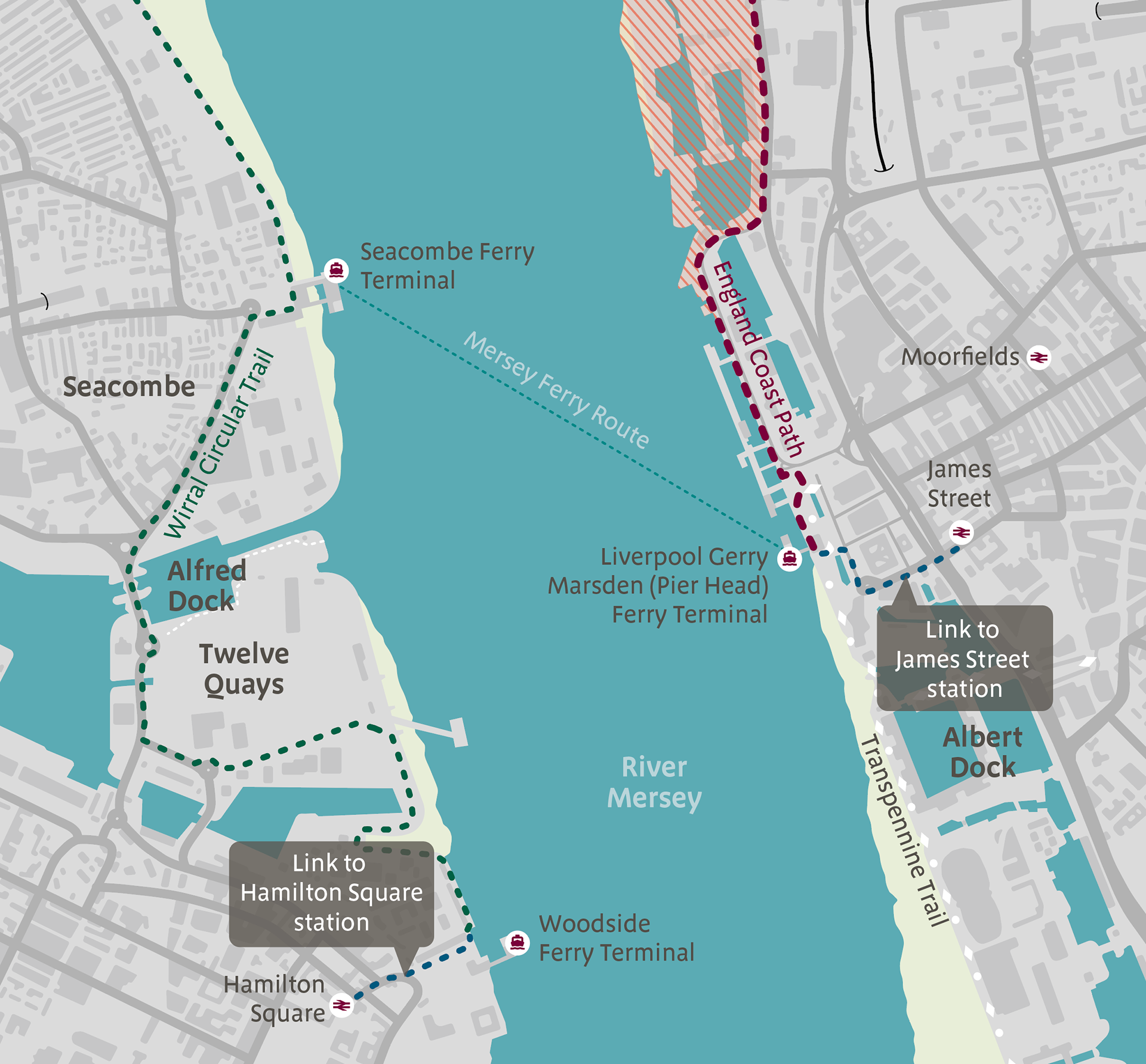 England Coast Path Map: Liverpool