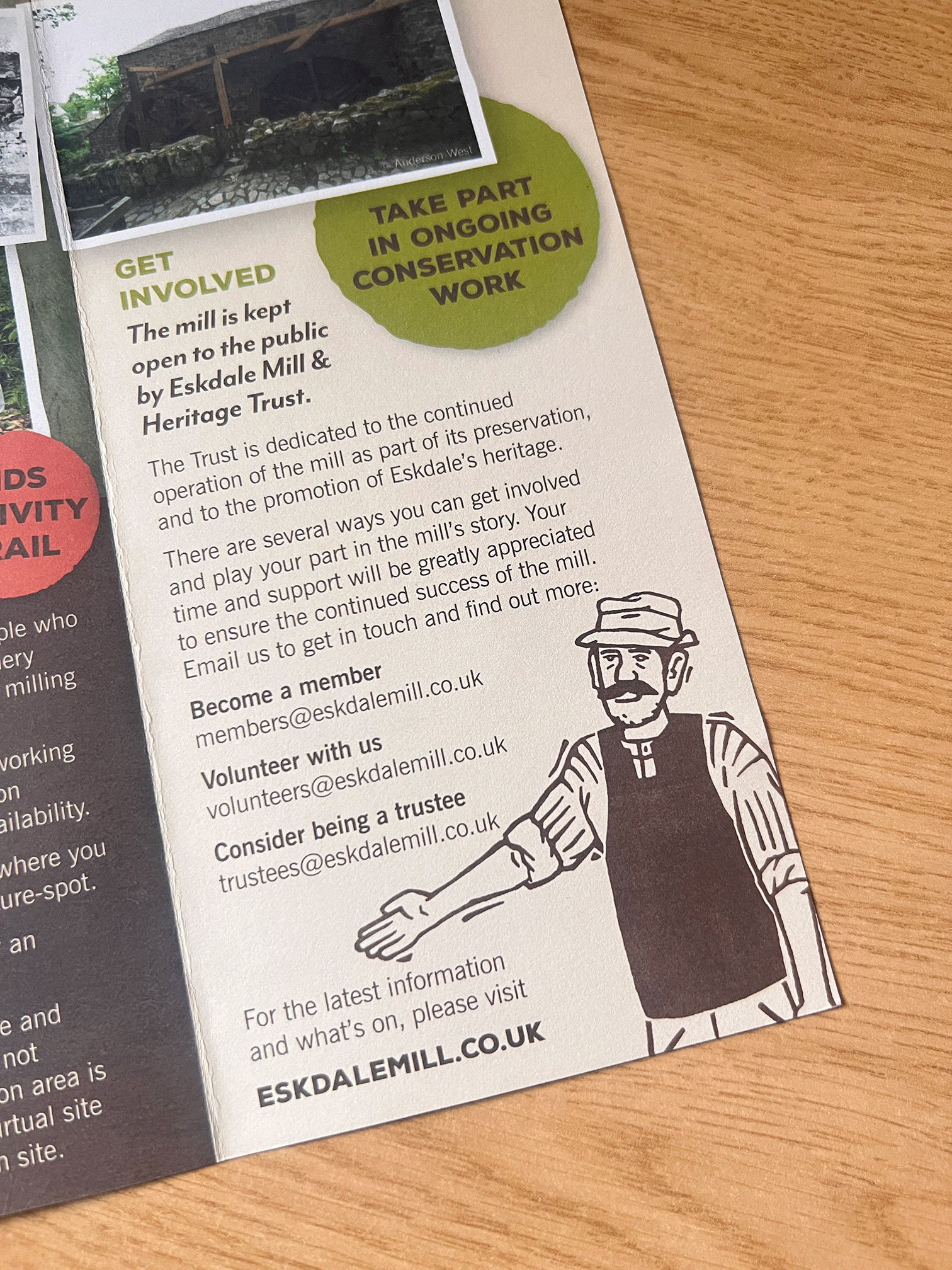 Eskdale Mill leaflet with illustration