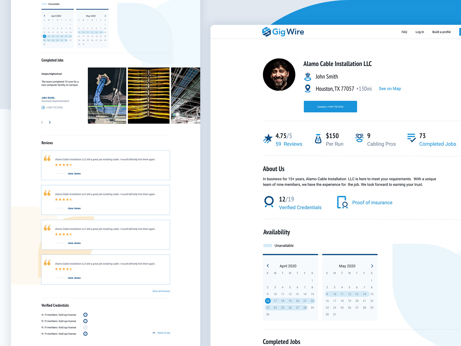 Profile page