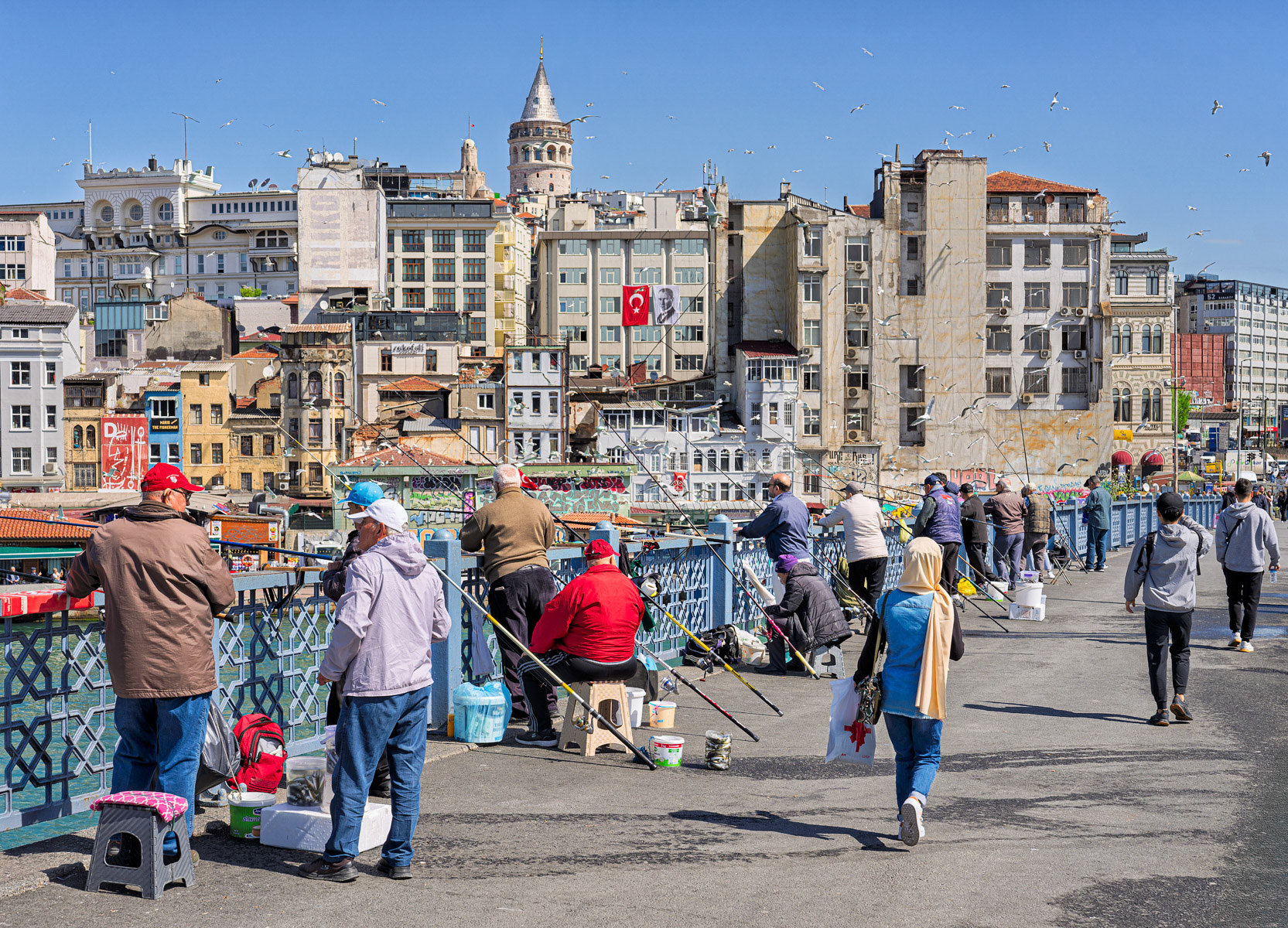 Galata Bridge Over The Golden Horn Istanbul