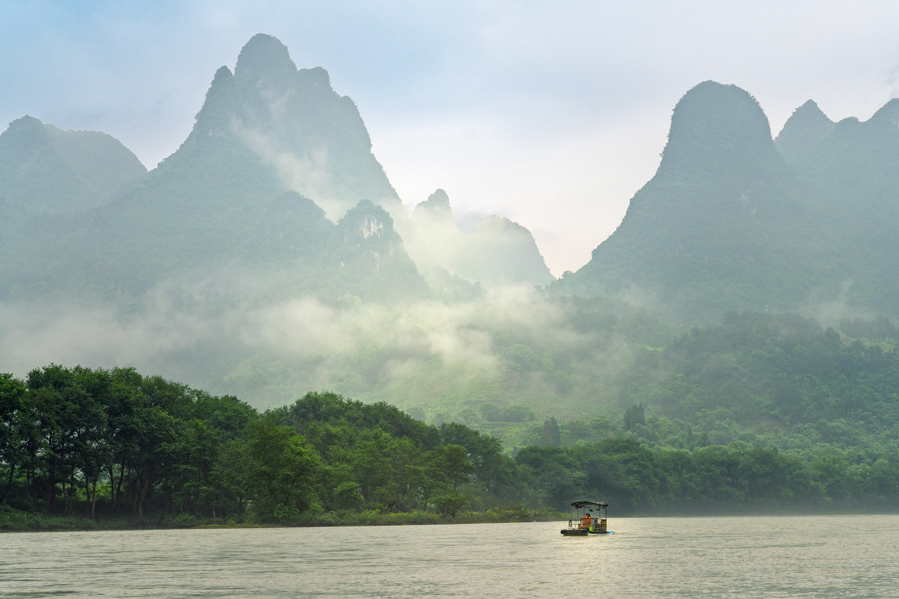 Li River Landscape With The Sun Breaking Through