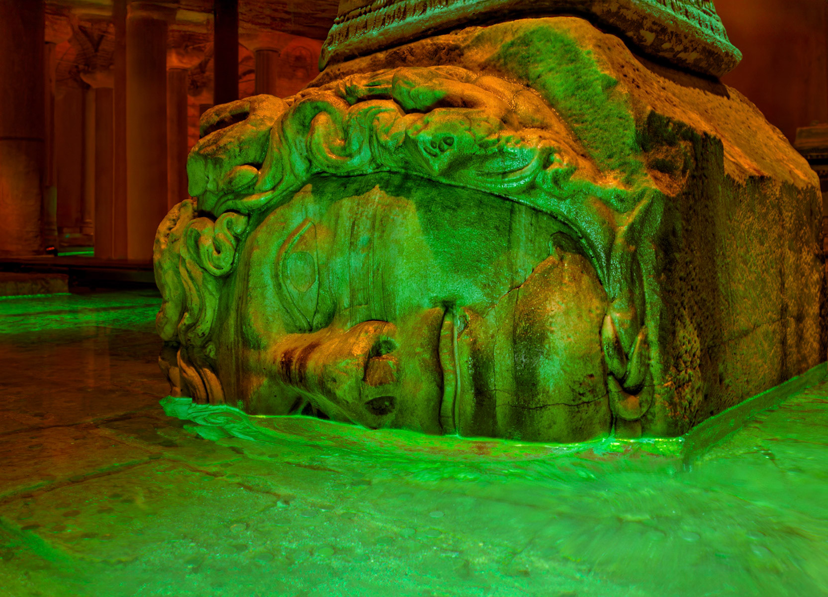 Column Base Depicting Gorgon Medusa in the Basilica Cistern Istanbul