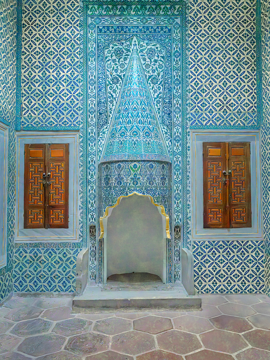 Ornate Fireplace with Cobalt Blue Iznik Tiles Topkapi Palace Harem Section