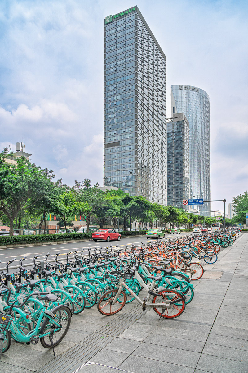Cycle Parking in Front of Highrise Urban Buildings Chengdu