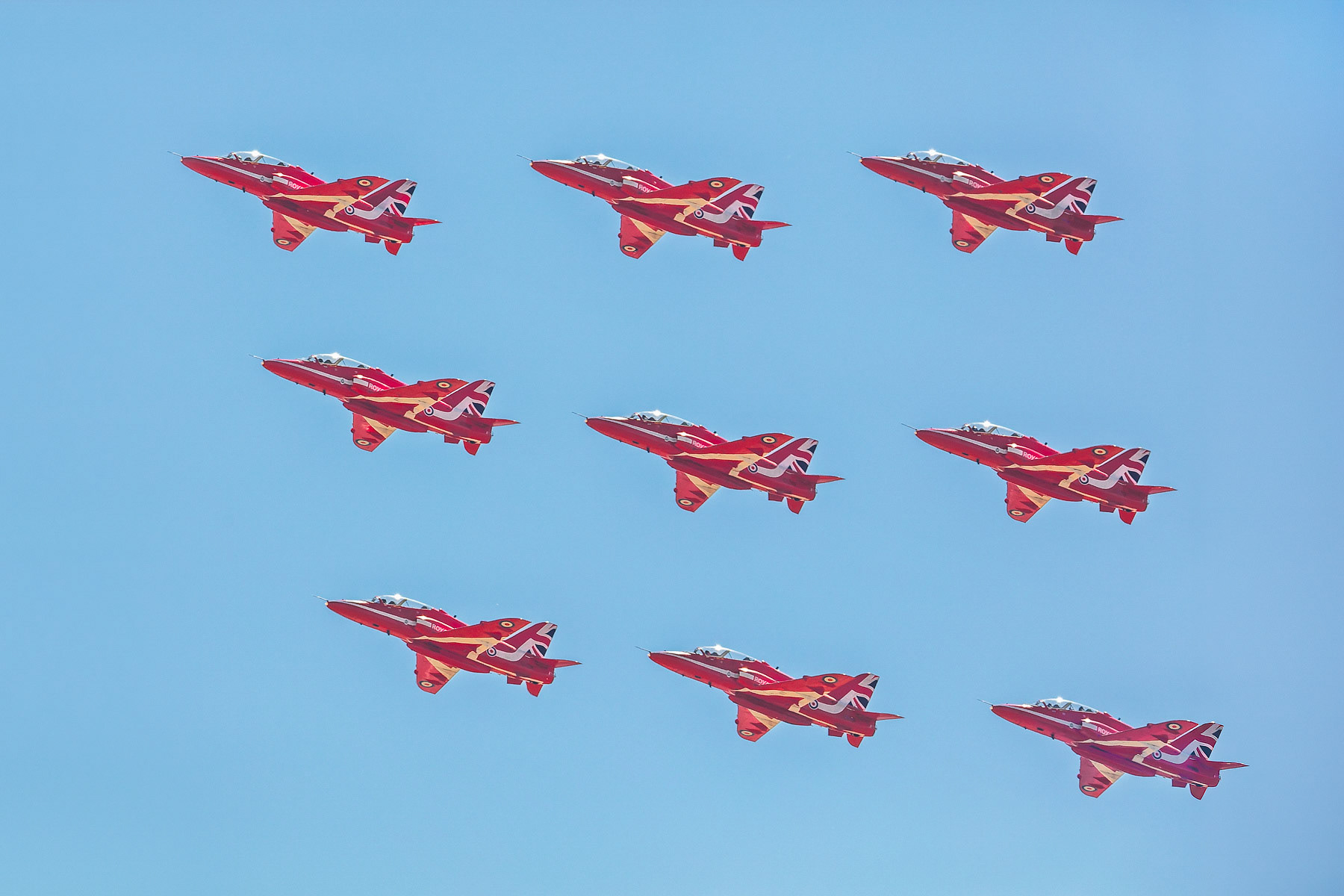 Red Arrows 9-Ship Formation