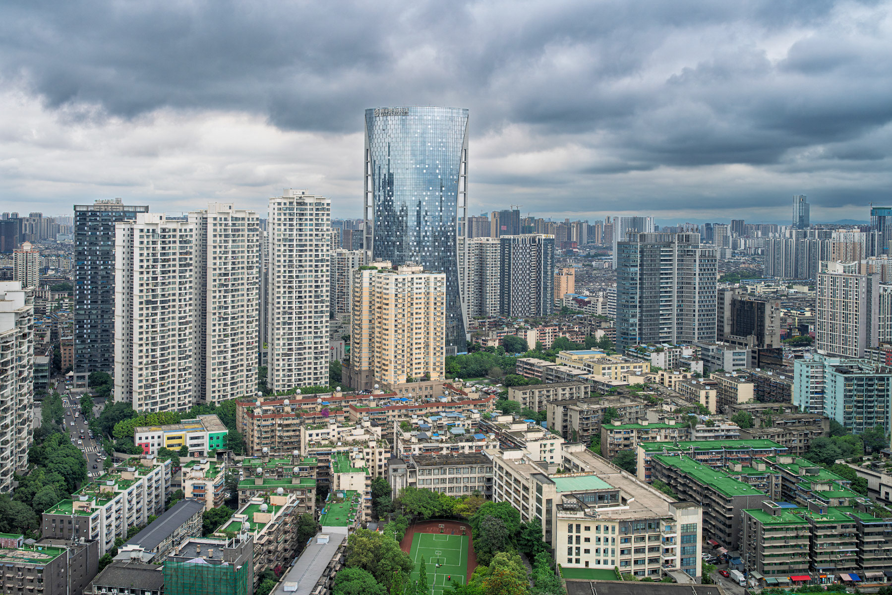 Chendu Skyline Under Cloudy Sky