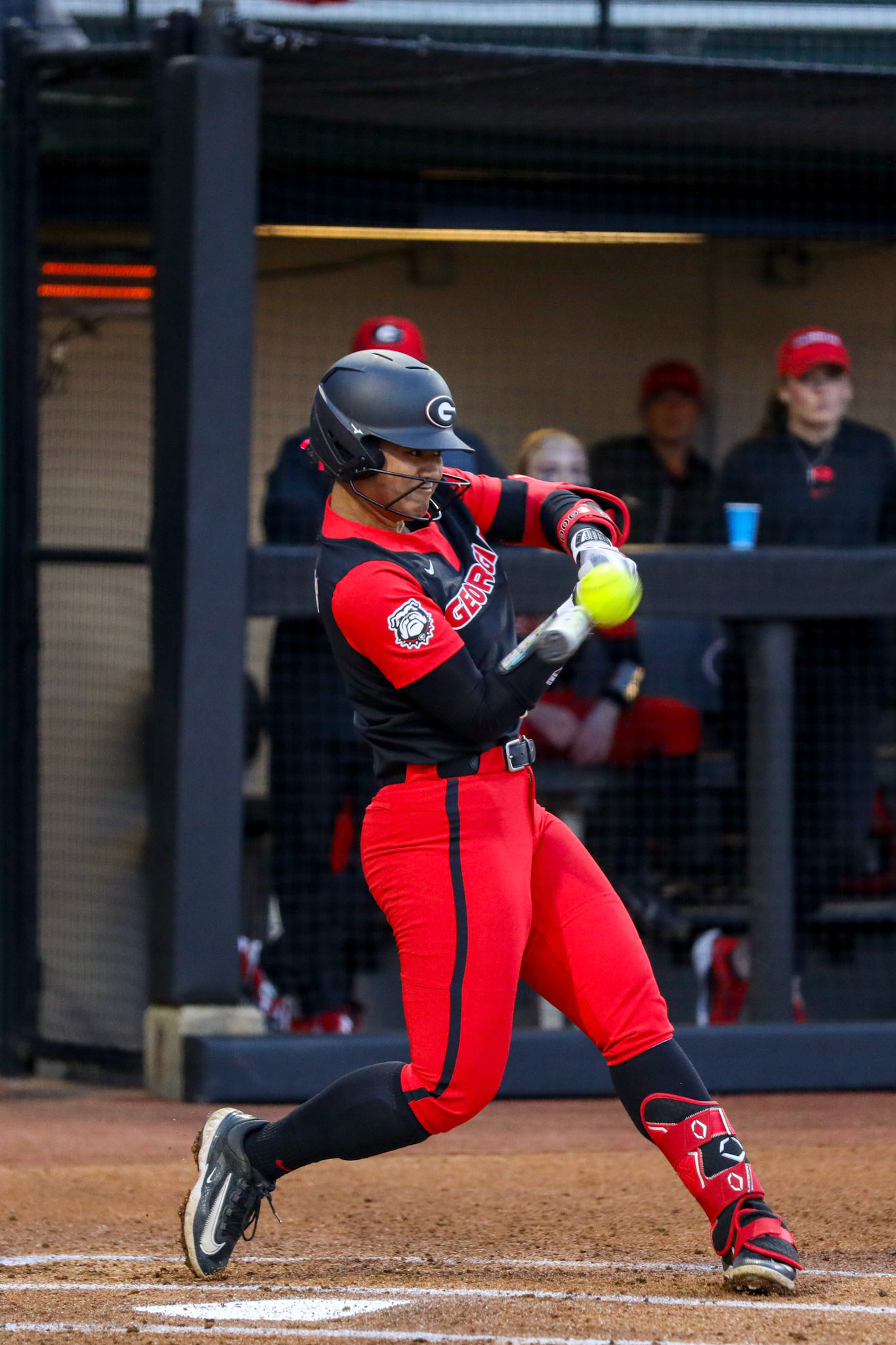 Georgia catcher Mua Williams (8) during Georgia’s game against Michigan State in the 2025 Red &amp; Black Showcase presented by T-Mobile at Jack Turner Stadium in Athens, Ga., on Friday, Feb. 14, 2025. (Blake Caviness/UGAAA)