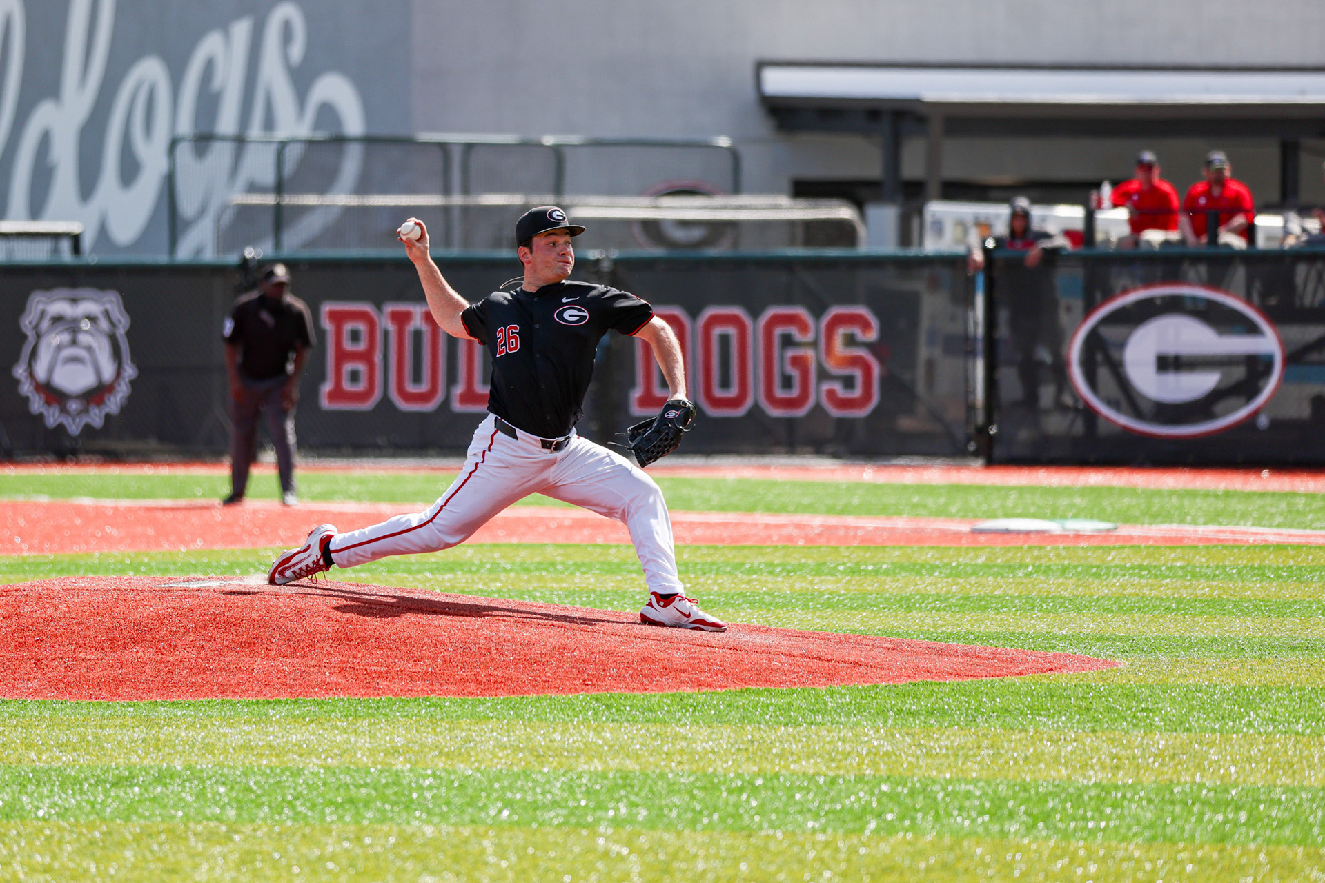 Georgia pitcher Brian Zeldin (26) during Georgia’s game against Kentucky at Foley Field in Athens, Ga., on Sunday, March 16, 2025. (Blake Caviness/UGAAA)