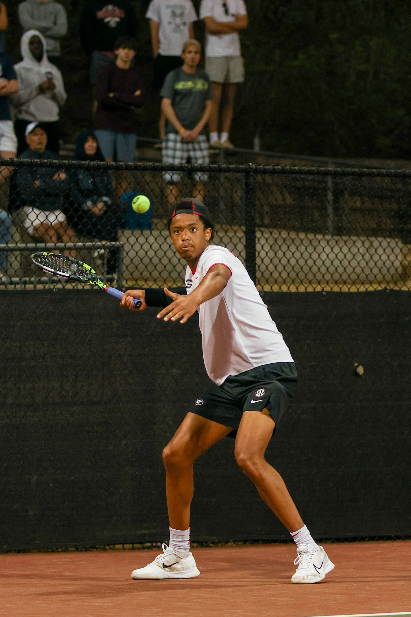 Georgia tennis player Niels Ratiu during Georgia’s match against Vanderbilt at the Henry Field Stadium at the Dan Magill Tennis Complex in Athens, Ga., on Friday, March 27, 2025. (Blake Caviness/UGAAA)