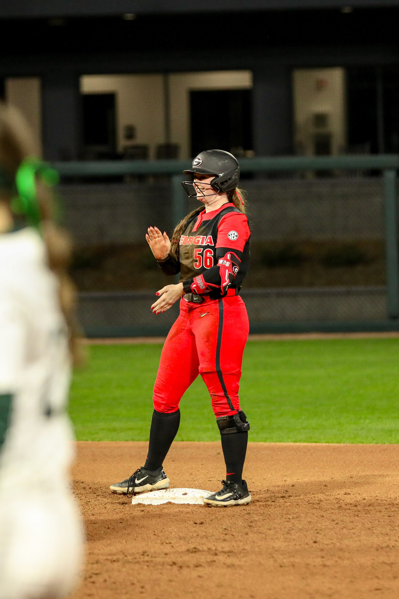Georgia catcher Marisa Miller (56) during Georgia’s game against Michigan State in the 2025 Red &amp; Black Showcase presented by T-Mobile at Jack Turner Stadium in Athens, Ga., on Friday, Feb. 14, 2025. (Blake Caviness/UGAAA)