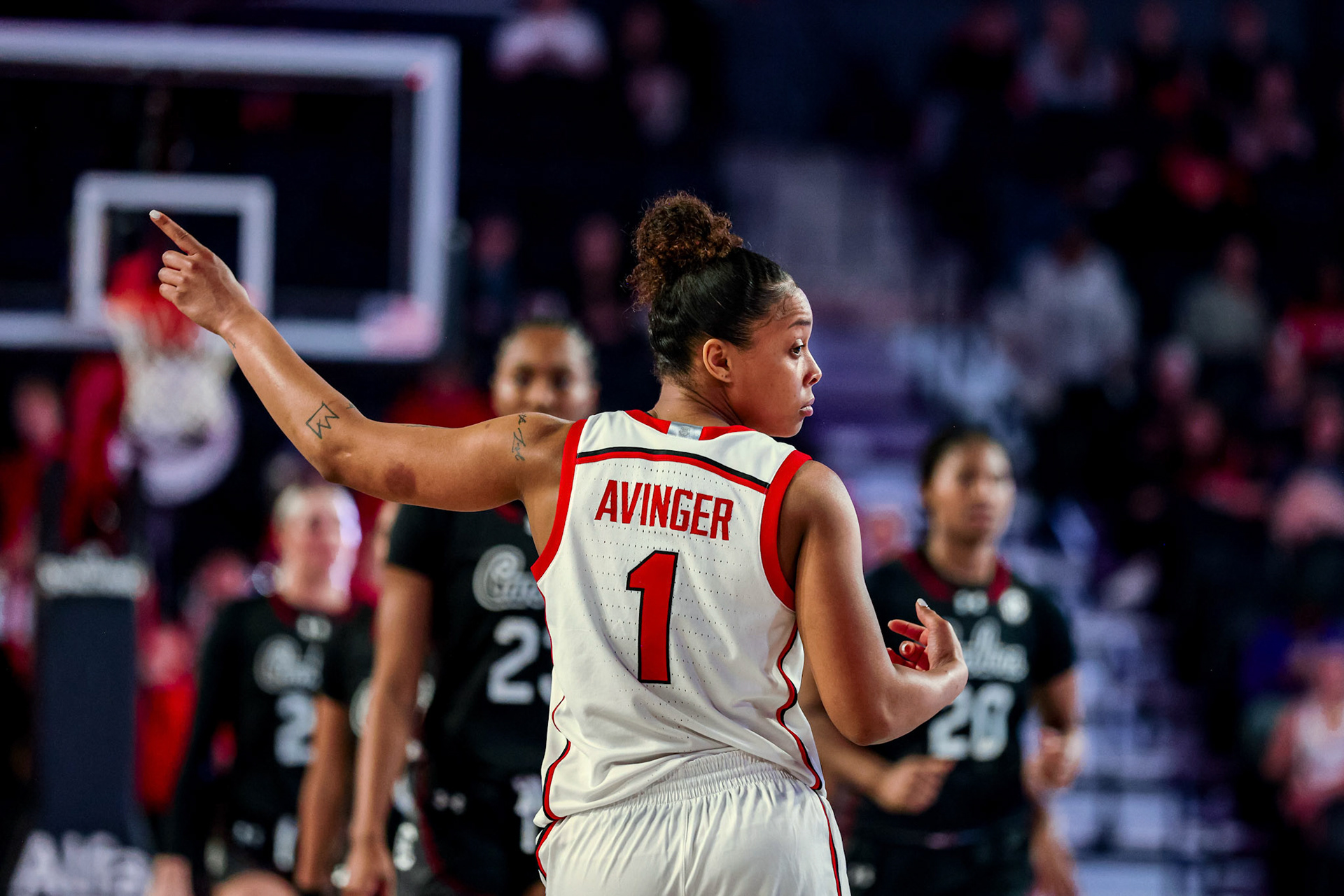 Georgia guard Asia Avinger (1) during Georgia’s game against South Carolina at Stegeman Coliseum in Athens, Ga., on Thursday, Feb. 6, 2025. (Blake Caviness/UGAAA)