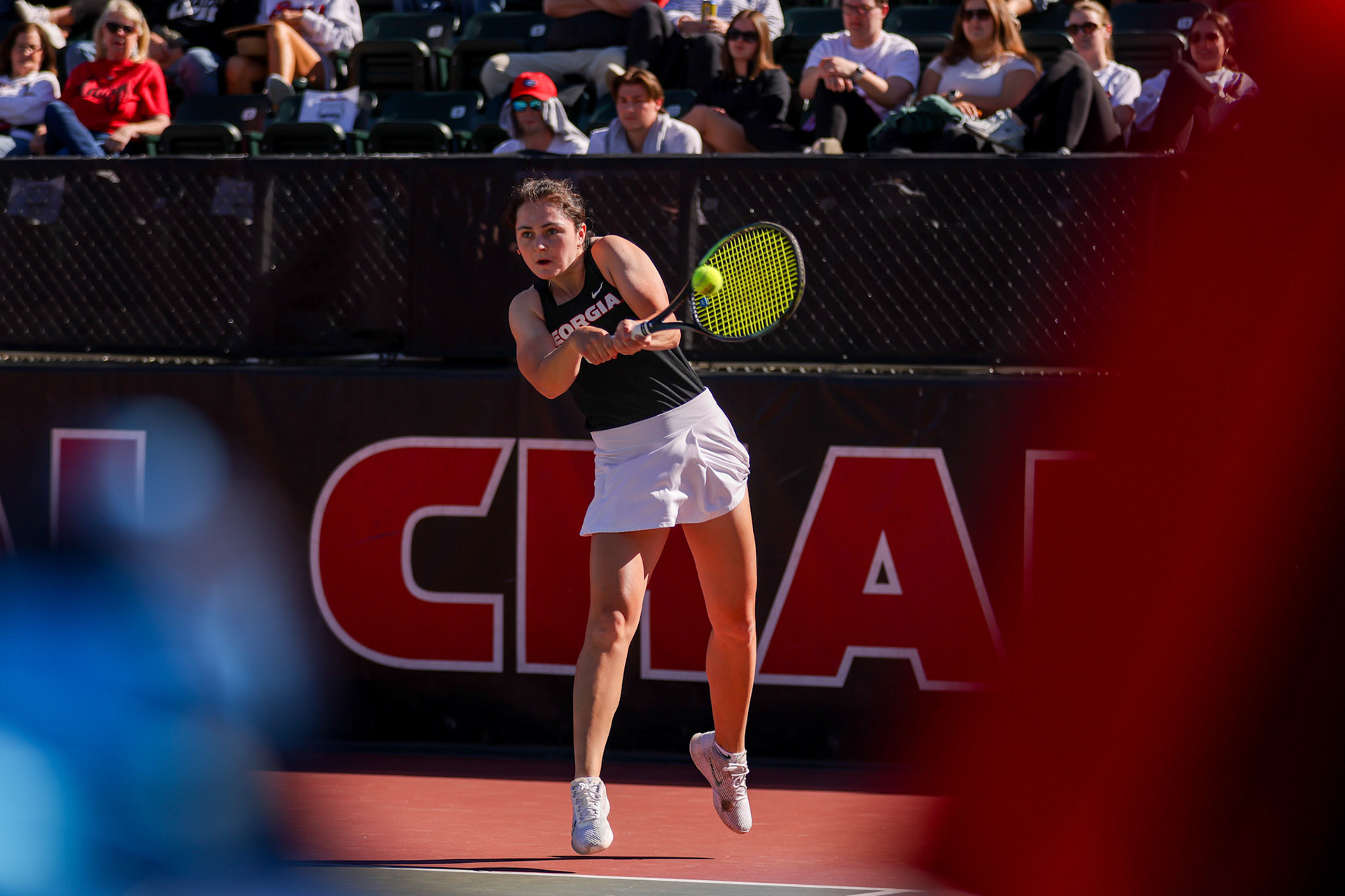 Georgia tennis player Anastasiia Lopata during Georgia’s match against Arkansas at Henry Feild Stadium inside the Dan Magill Tennis Complex in Athens, Ga., on Friday, March 21, 2025. (Blake Caviness/UGAAA)