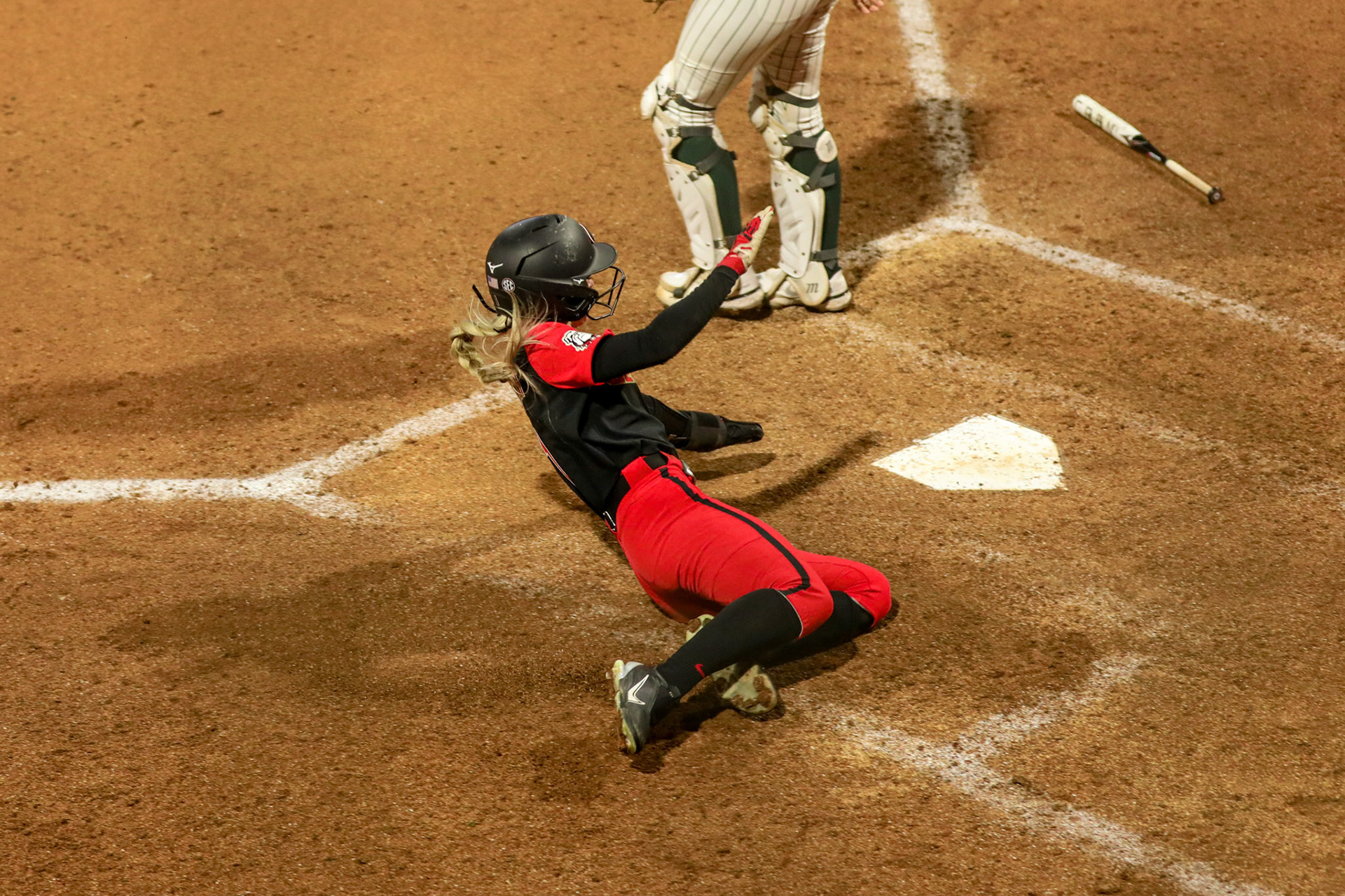 Georgia outfielder Dallis Goodnight (1) during Georgia’s game against Michigan State in the 2025 Red &amp; Black Showcase presented by T-Mobile at Jack Turner Stadium in Athens, Ga., on Friday, Feb. 14, 2025. (Blake Caviness/UGAAA)