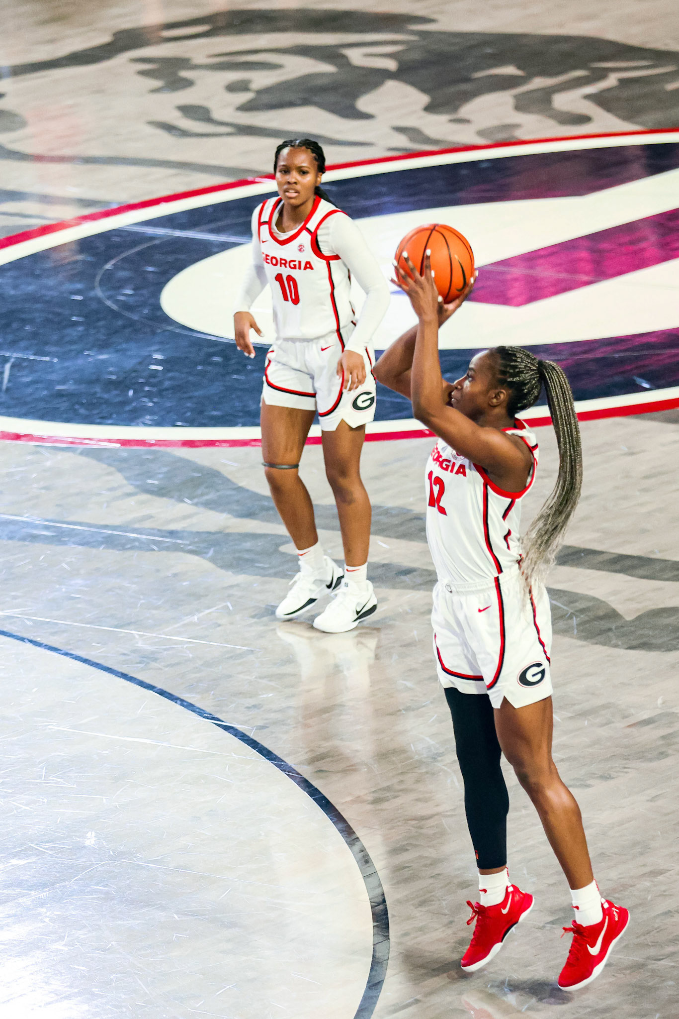 Georgia guard Roxane Makolo (12) during Georgia’s game against South Carolina at Stegeman Coliseum in Athens, Ga., on Thursday, Feb. 6, 2025. (Blake Caviness/UGAAA)