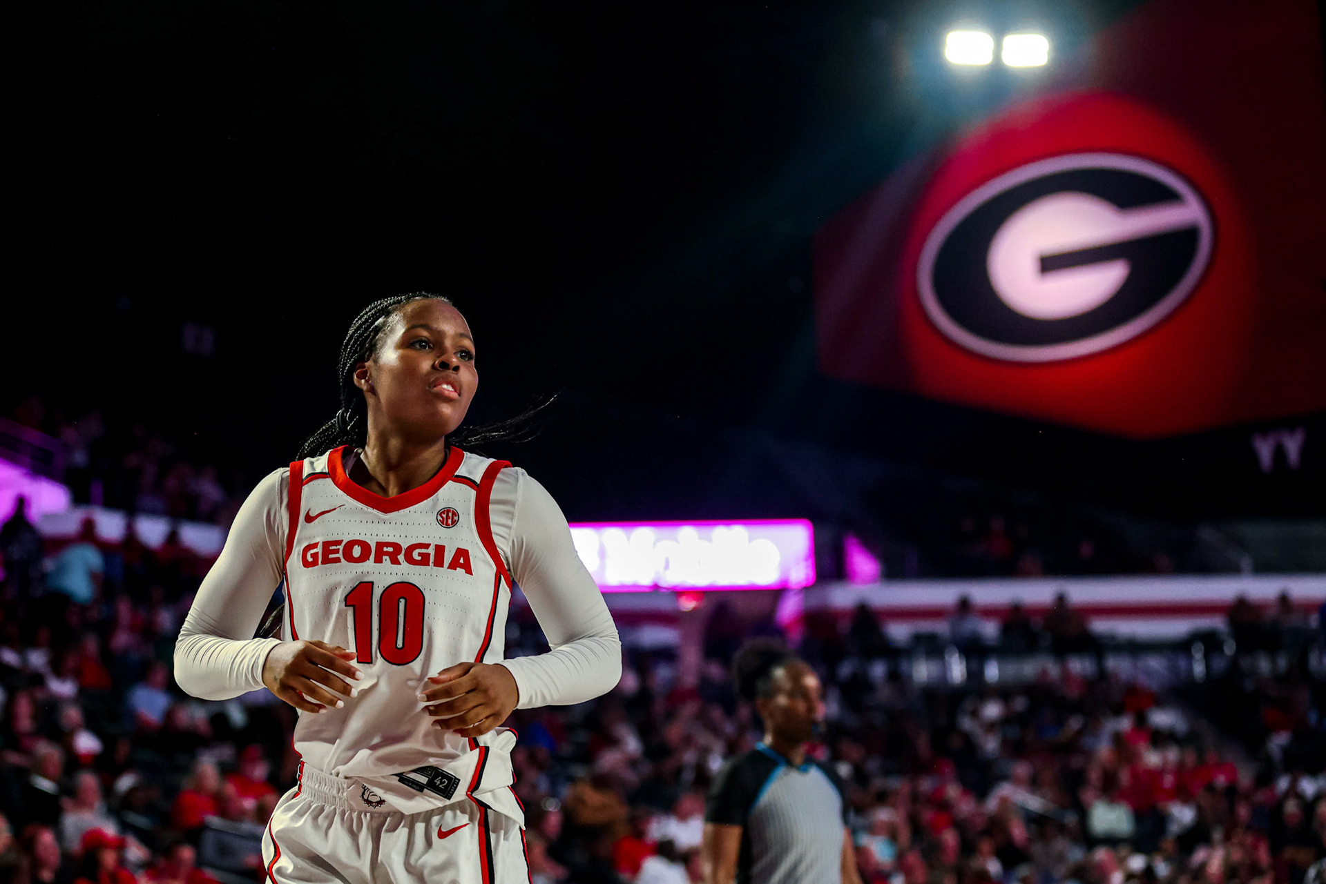 Georgia guard De'Mauri Flournoy (10) during Georgia’s game against South Carolina at Stegeman Coliseum in Athens, Ga., on Thursday, Feb. 6, 2025. (Blake Caviness/UGAAA)