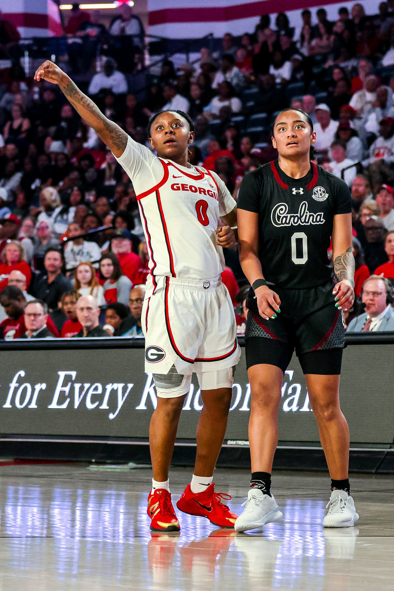 Georgia guard Trinity Turner (0) during Georgia’s game against South Carolina at Stegeman Coliseum in Athens, Ga., on Thursday, Feb. 6, 2025. (Blake Caviness/UGAAA)