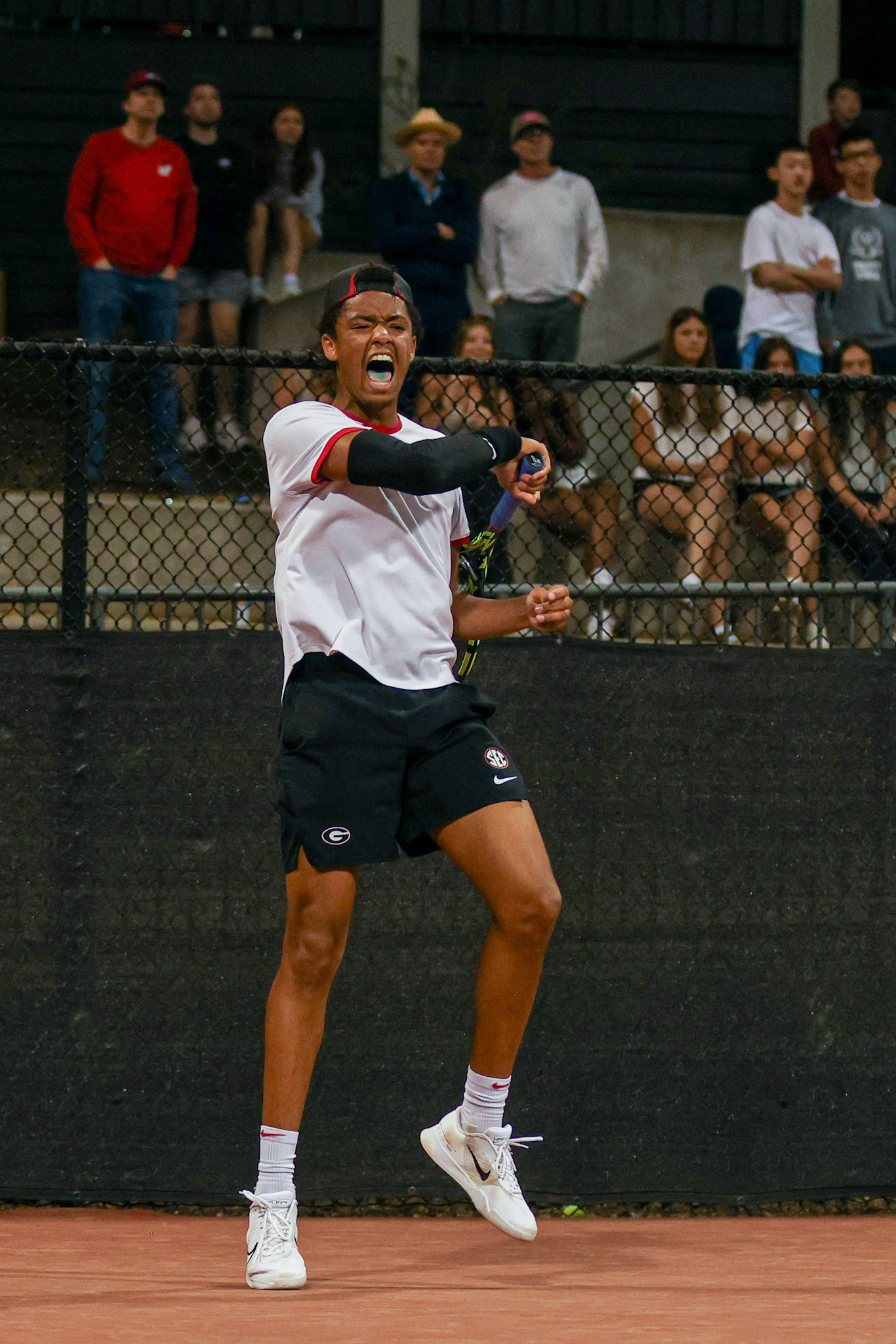 Georgia tennis player Niels Ratiu during Georgia’s match against Vanderbilt at the Henry Field Stadium at the Dan Magill Tennis Complex in Athens, Ga., on Friday, March 27, 2025. (Blake Caviness/UGAAA)