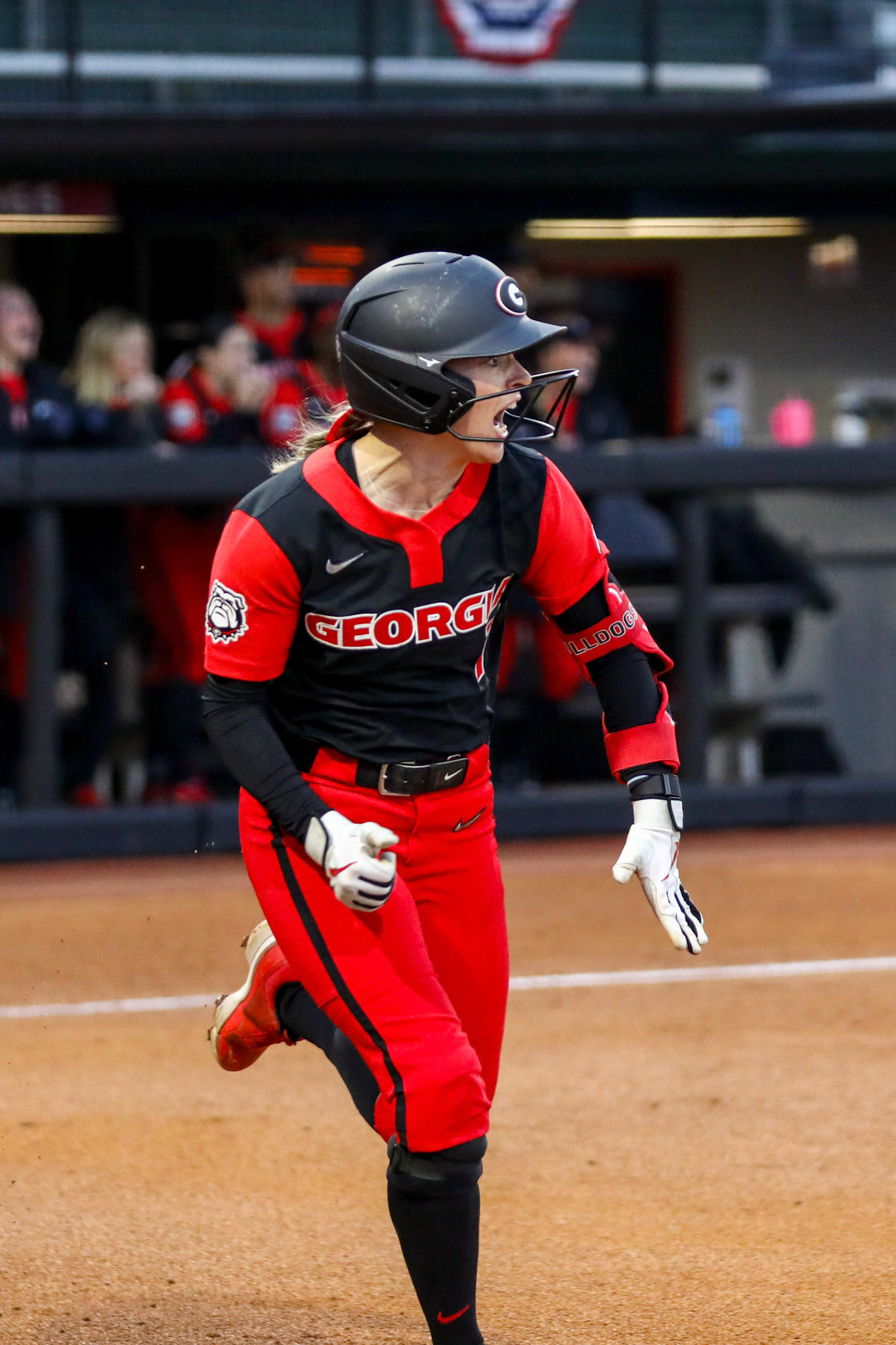 Georgia catcher and utility player Sarah Gordon (7) during Georgia’s game against Michigan State in the 2025 Red &amp; Black Showcase presented by T-Mobile at Jack Turner Stadium in Athens, Ga., on Friday, Feb. 14, 2025. (Blake Caviness/UGAAA)
