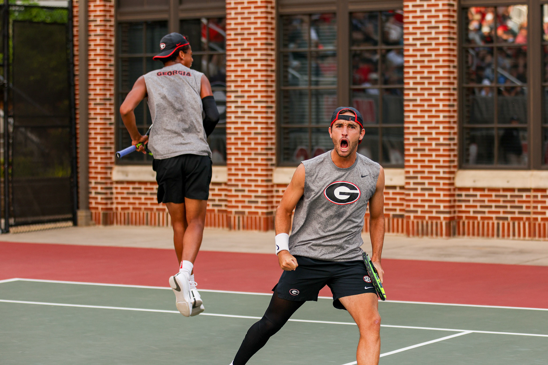 Georgia tennis player Oscar Pinto Sansano during Georgia’s match against Texas at the Henry Field Stadium at the Dan Magill Tennis Complex in Athens, Ga., on Friday, April 11, 2025. (Blake Caviness/UGAAA)