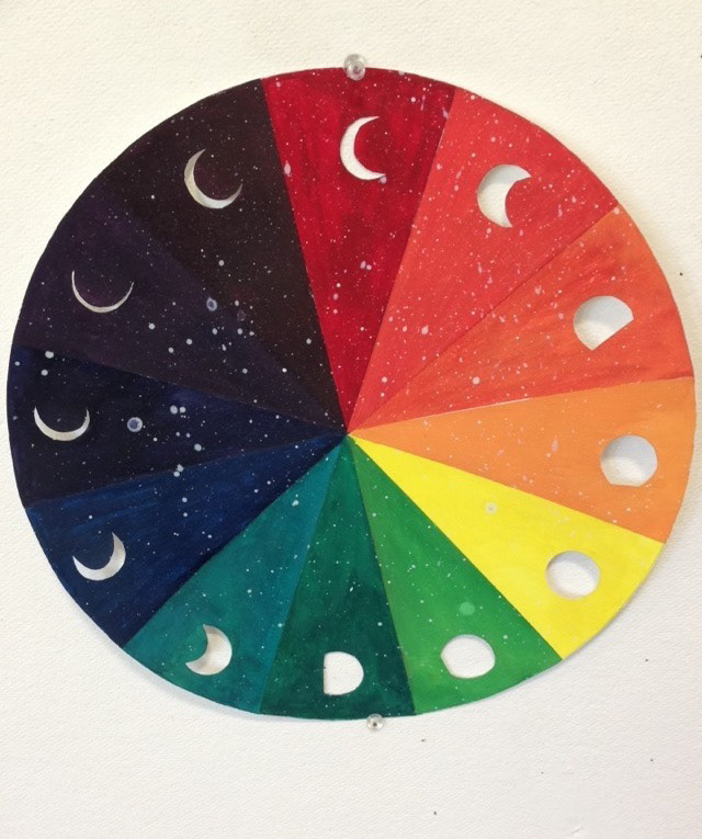 20"x 20" Gouache on paper, Moon wheel