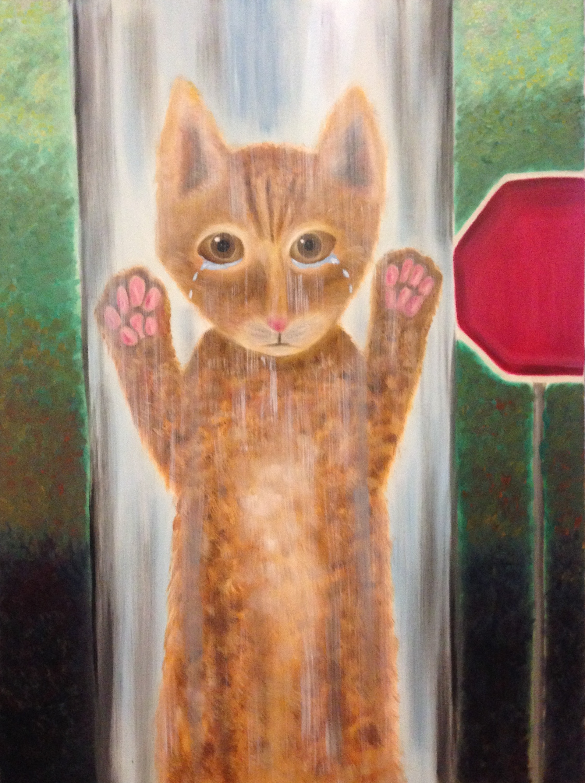 30"x 48" Oil on canvas, Animal Abuse