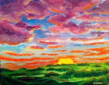 10"x 8" Acrylic on canvas, Sunrise