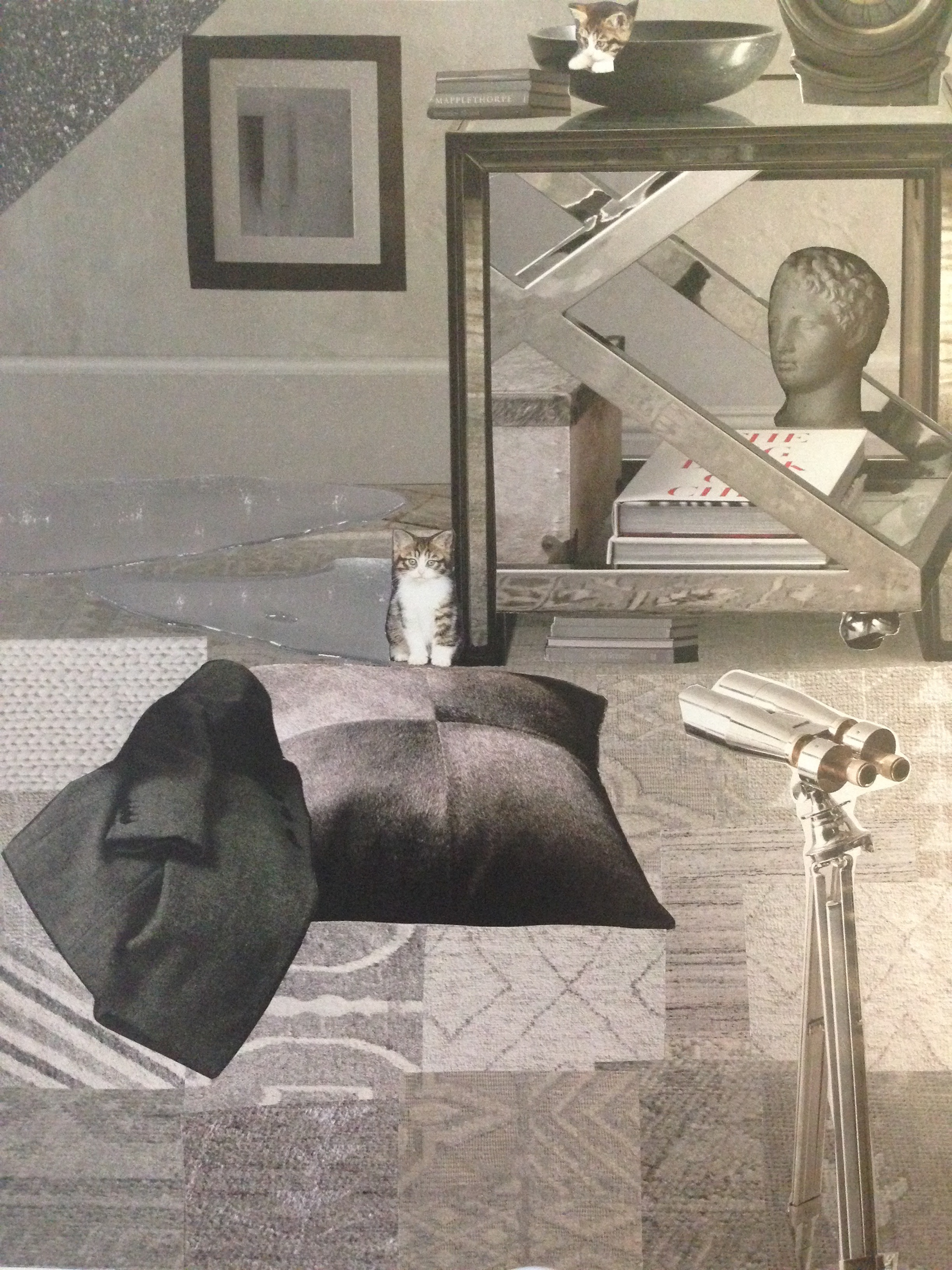 8.5"x 11" Collage on paper, Grey
