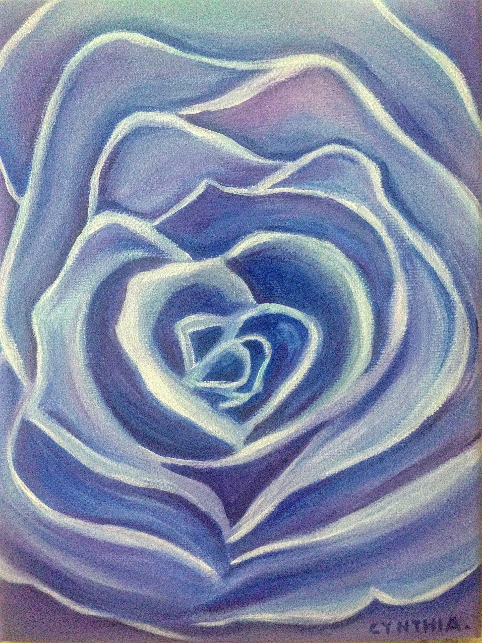 8"x 10" Acrylic on canvas, Blue Rose
