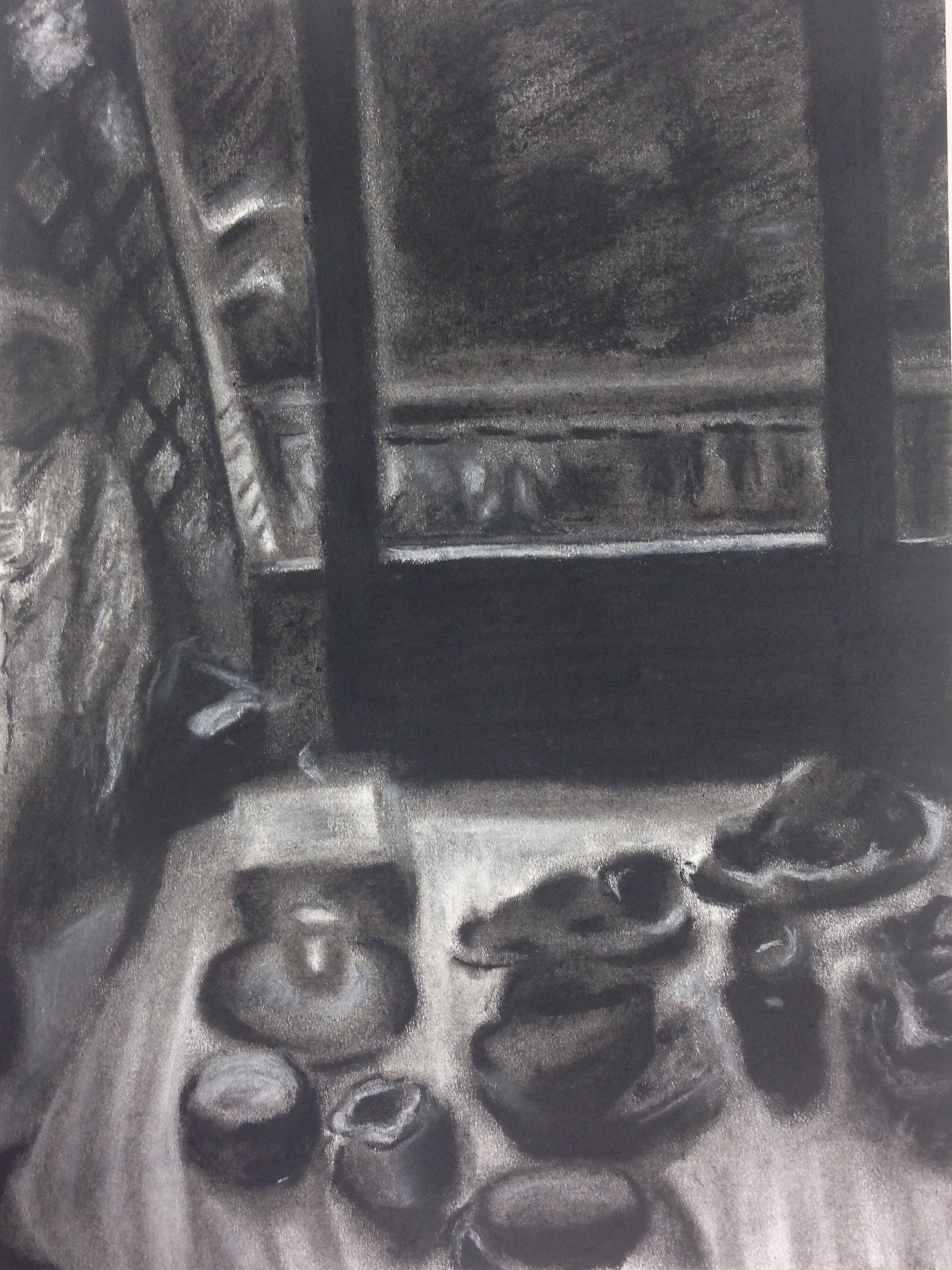 9"x 12" Charcoal on paper, Interior