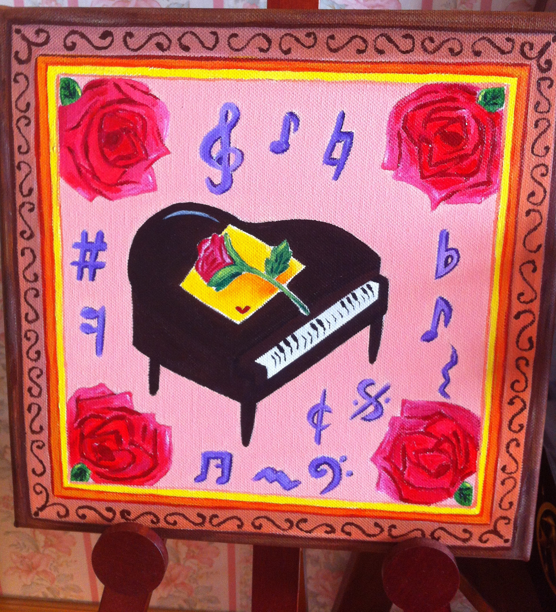 12"x 12" Acrylic on canvas, Piano