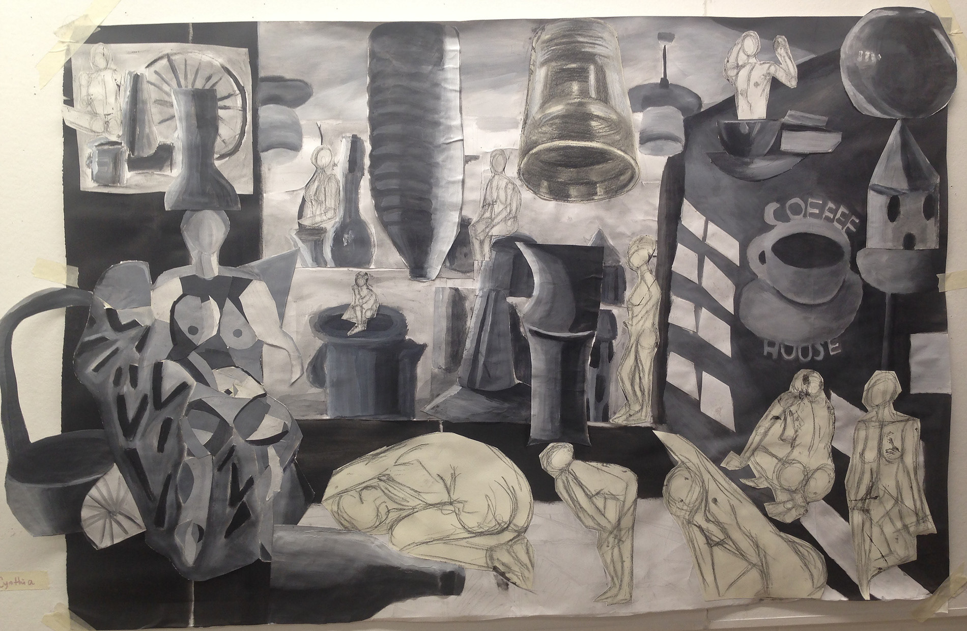 24"x 18" Collage on paper, Coffee House