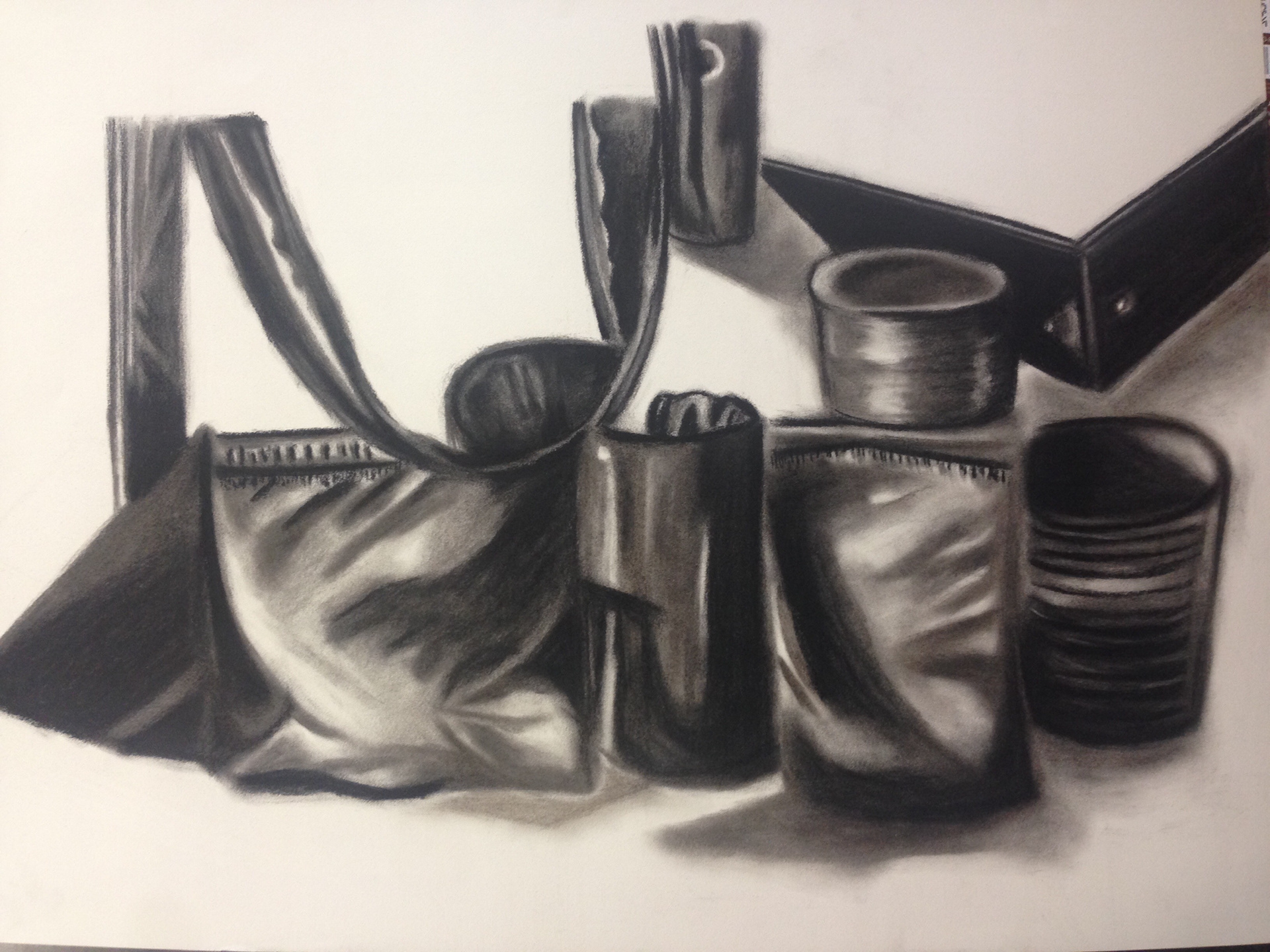 24"x 18" Charcoal on paper, Recomposition of Objects