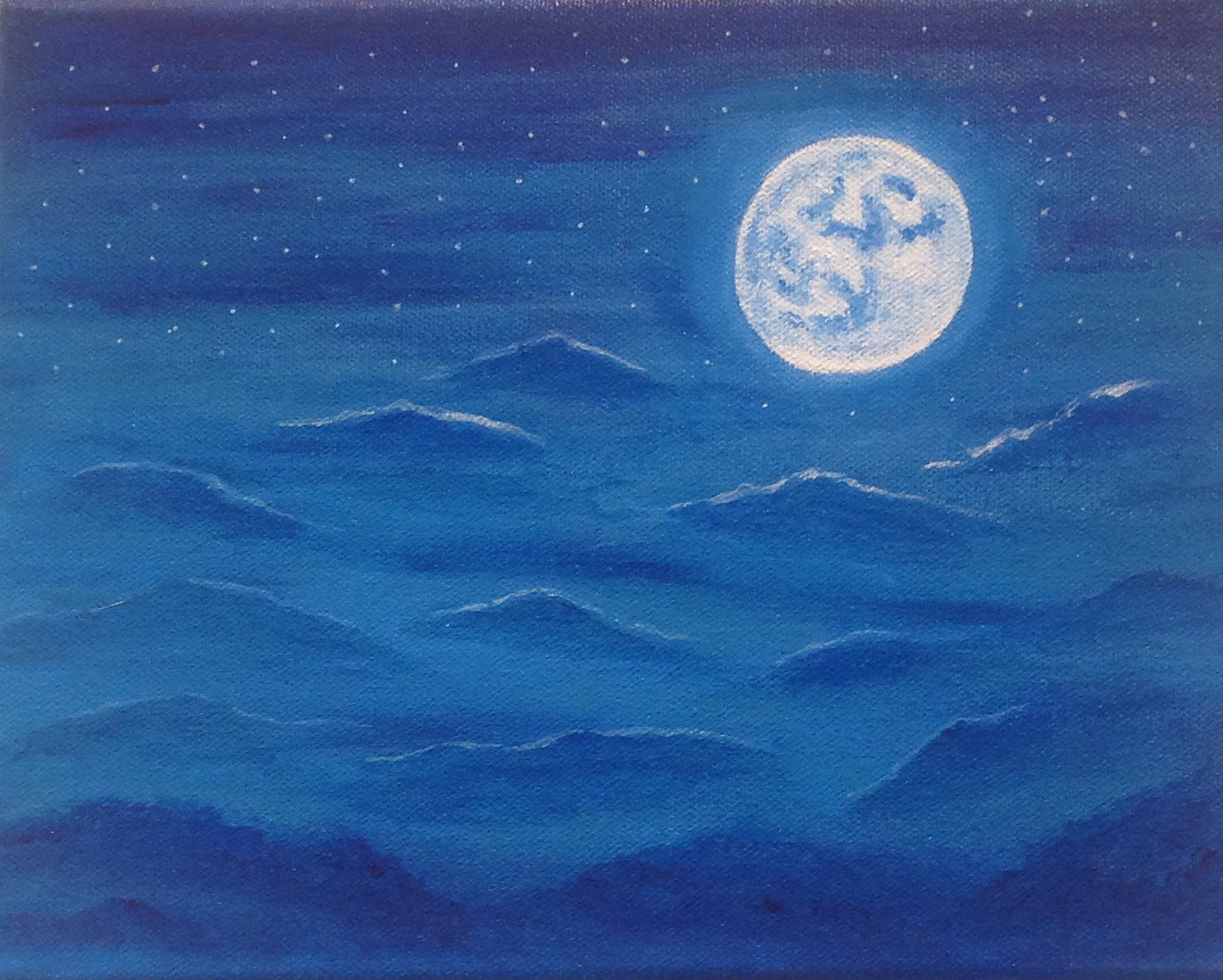 10"x 8" Acrylic on canvas,  Blue Moon