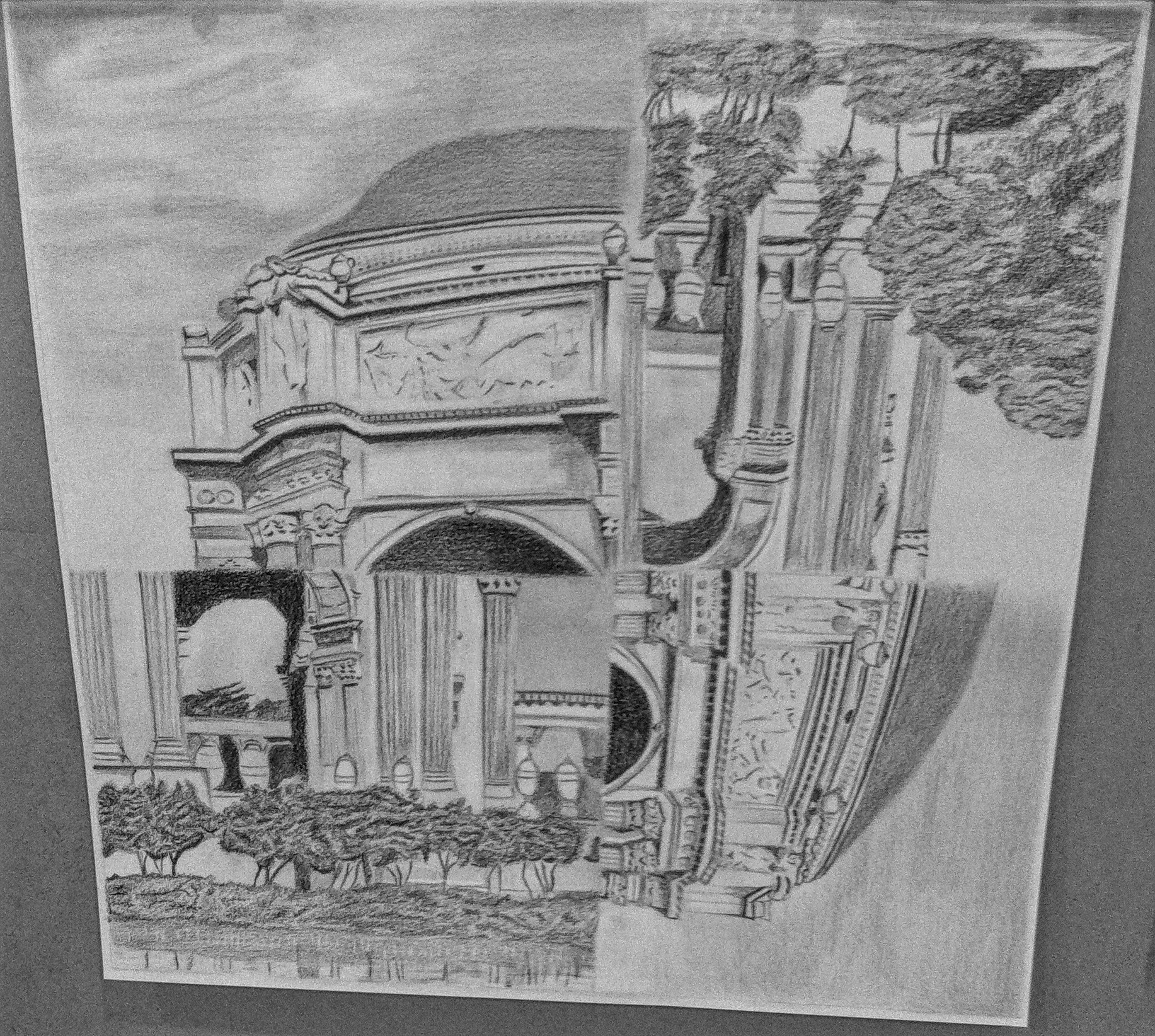 18"x 18" Pencil on paper, Palace of Fine Art III