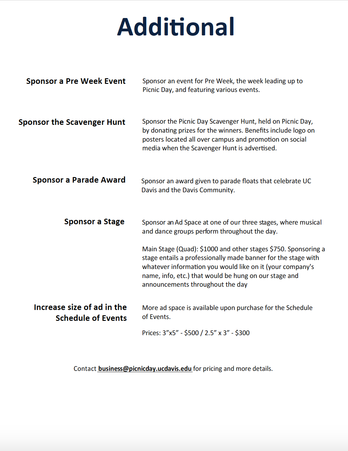 Sponsorship Additional