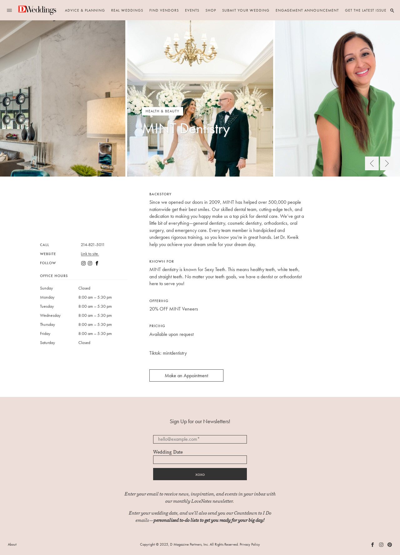 D Weddings Page Layout