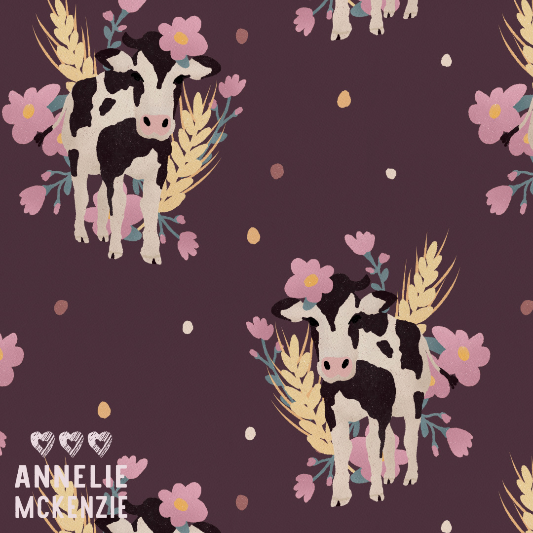 #099 Black Cow on Mauve