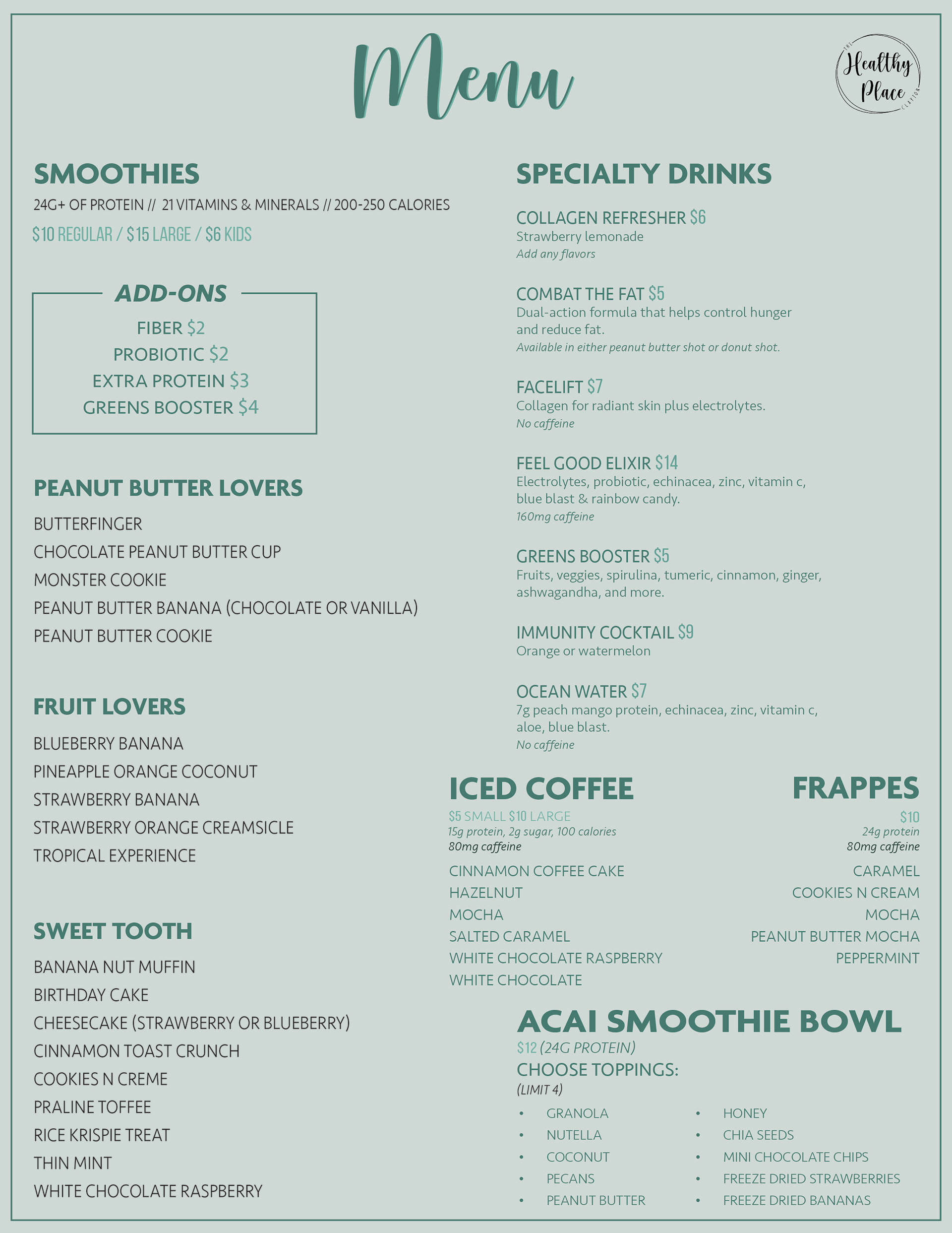 2026 Menu Redesign