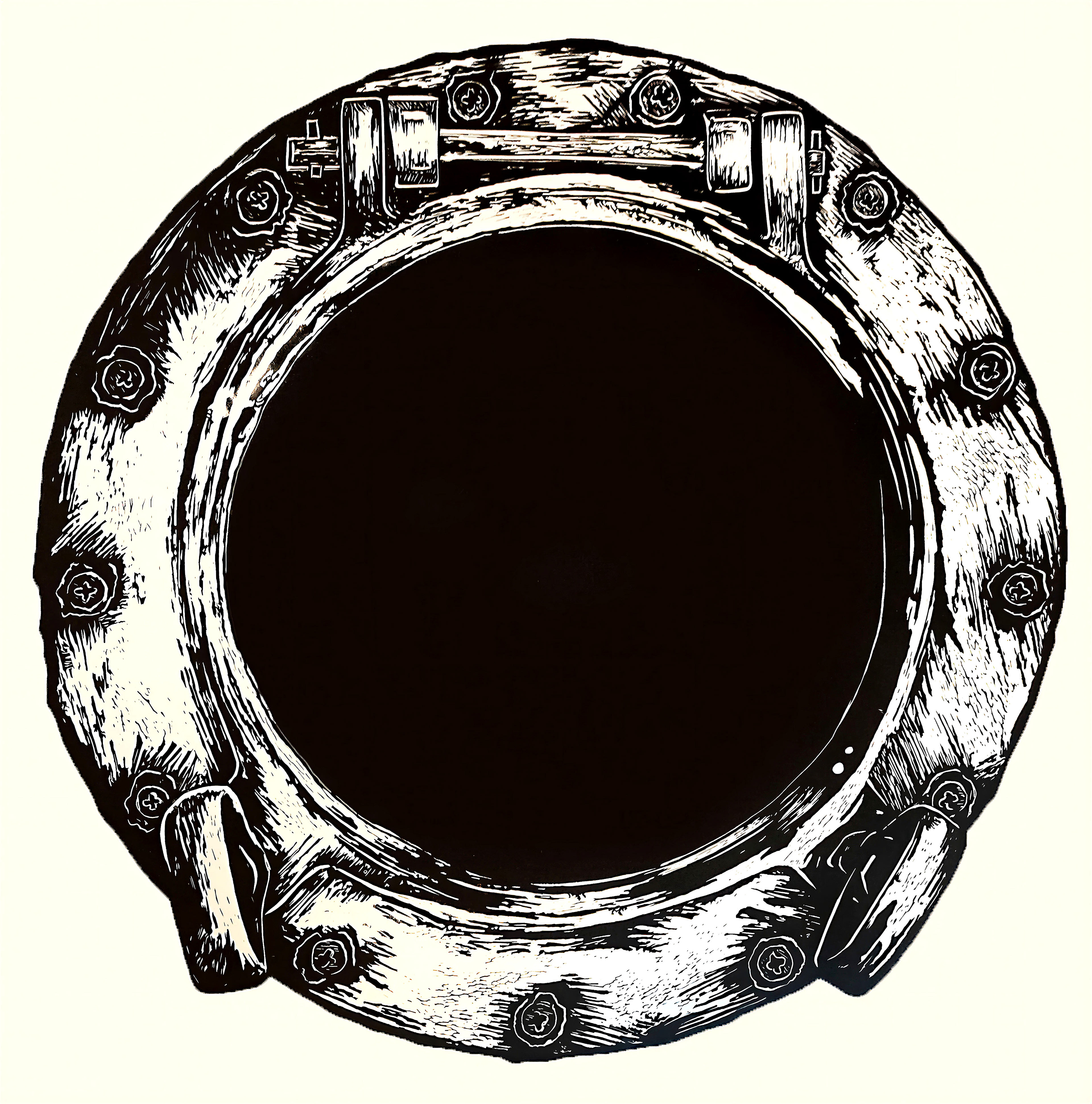 Big Porthole 2, Linocut, prečnik 65 cm