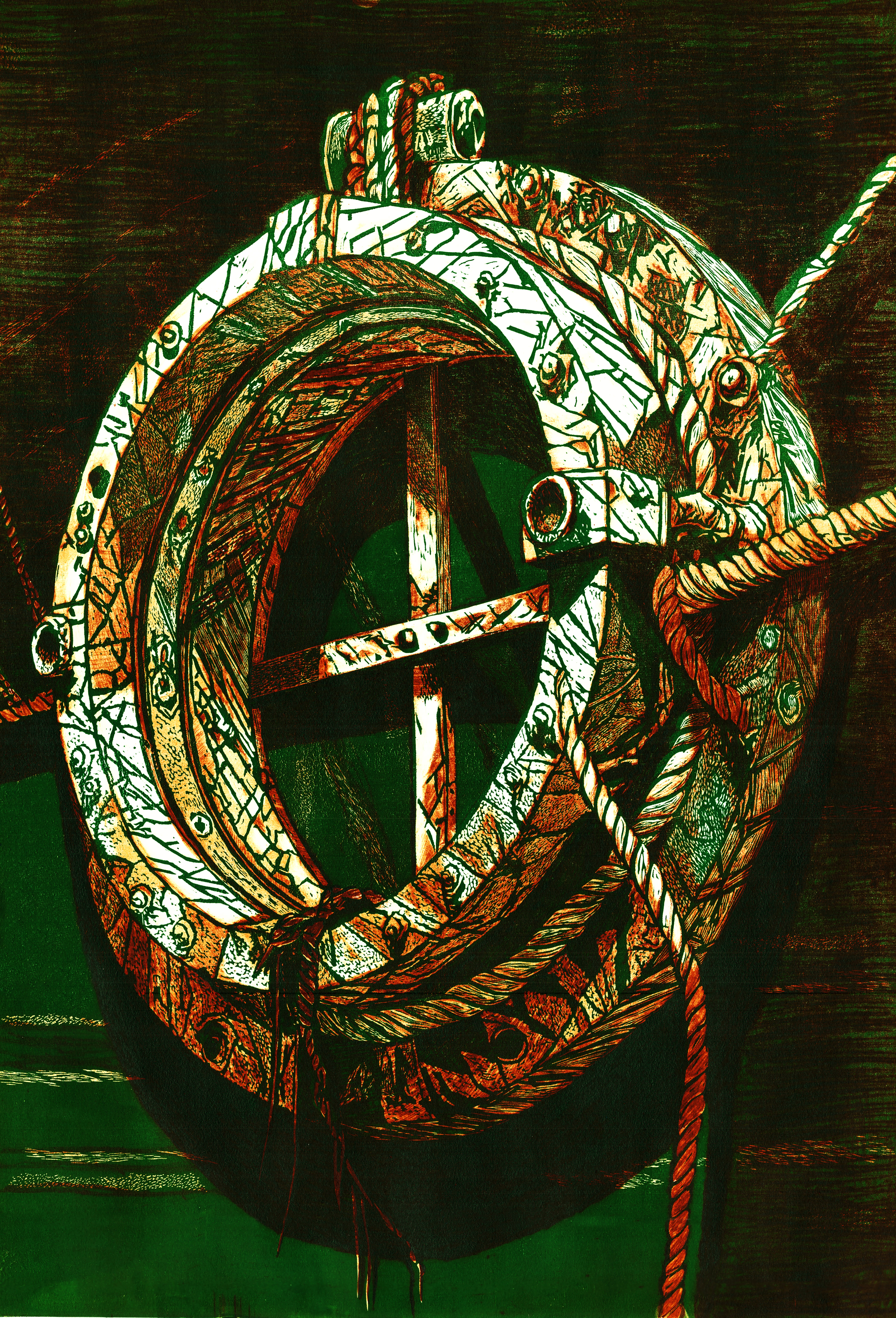 A captive horizon, Linocut, Linogravure, 64 x 44 cm
