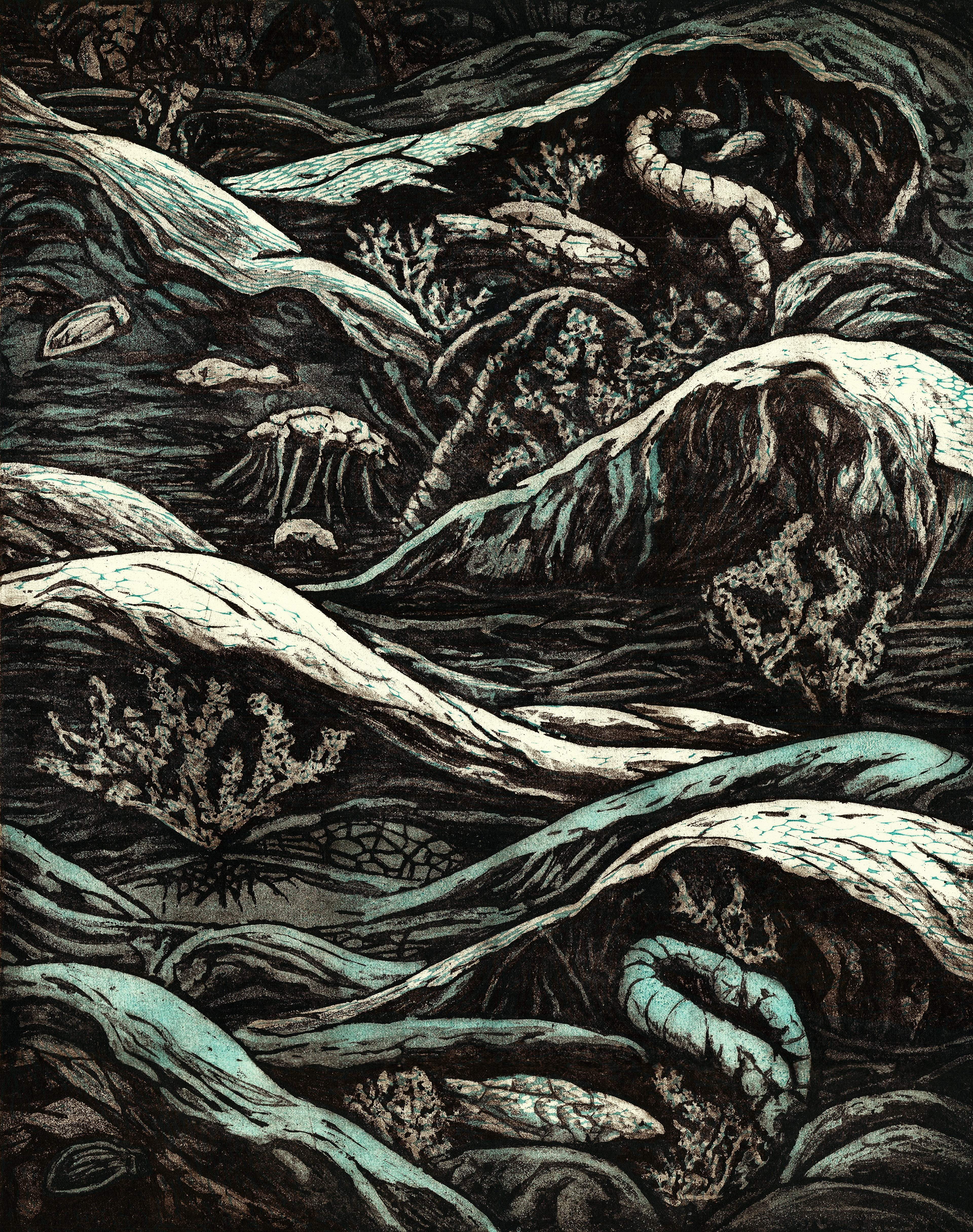 Under the sea, Soft ground, aquatint, 50 x 39 cm