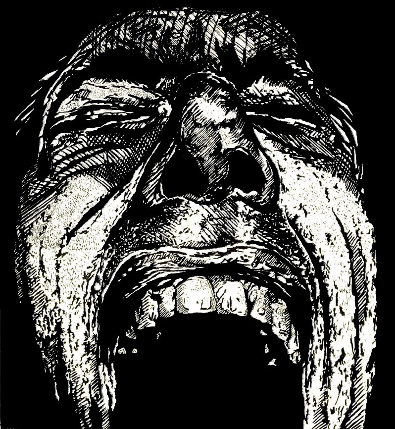 Rage, linocut; 59 x 54 cm; 2009