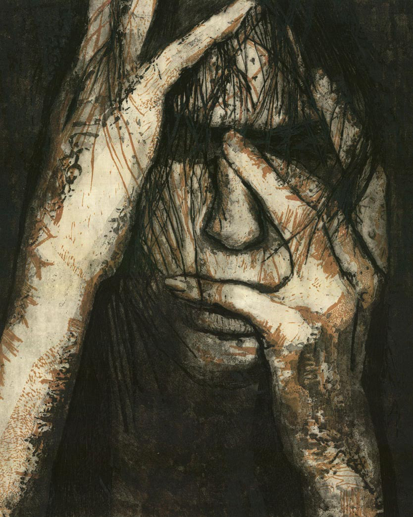 Melancholy, mixed media (aquatint, sugar lift, etching, linocut); 63 x 50,5 cm; 2009