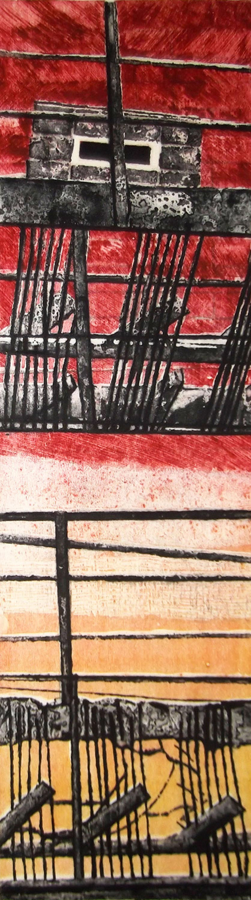 Fire Escape 3, mixed tehnique, 65 x 20 cm, 2014