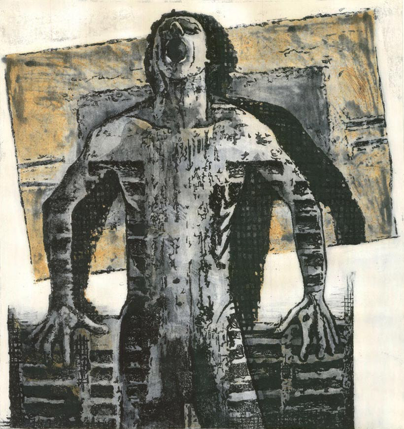 . Wrath, intaglio (sugar lift, aquatint, linogravure); 690 x 660 mm; 2008