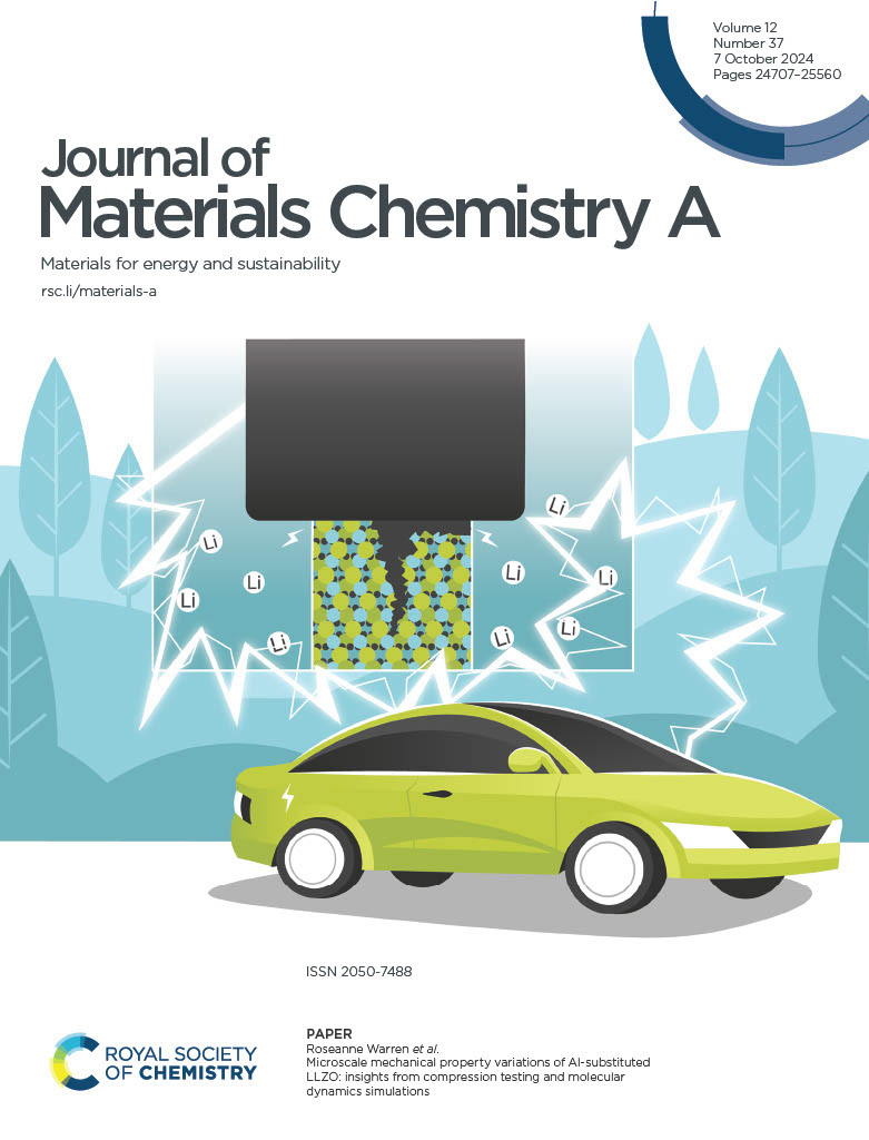 Cover Image for the Journal of Materials Chemistry A, a Royal Society of Chemistry publication created by Danielle Horlacher. Demonstrating cracking in lithium batteries effecting the charges of electric vehicals.