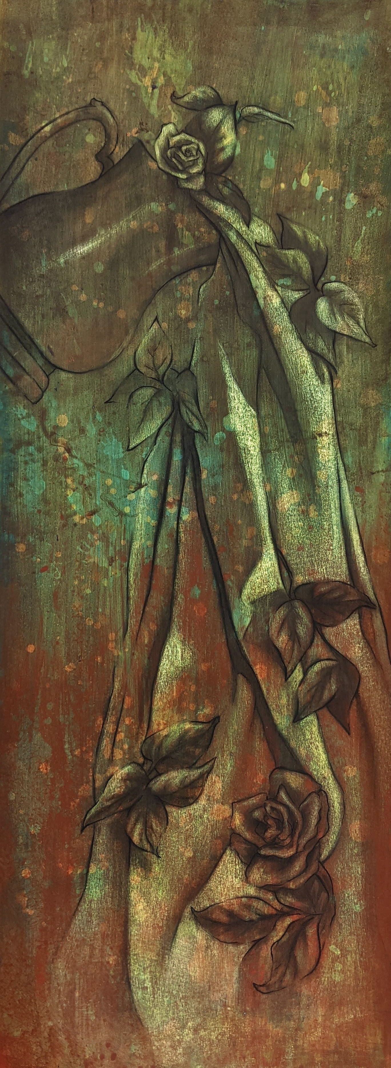 Acrylic washes with charcoal on cotton rag paper.